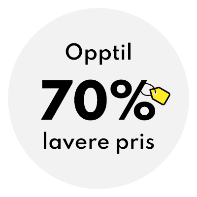 Opptil 70 % lavere pris