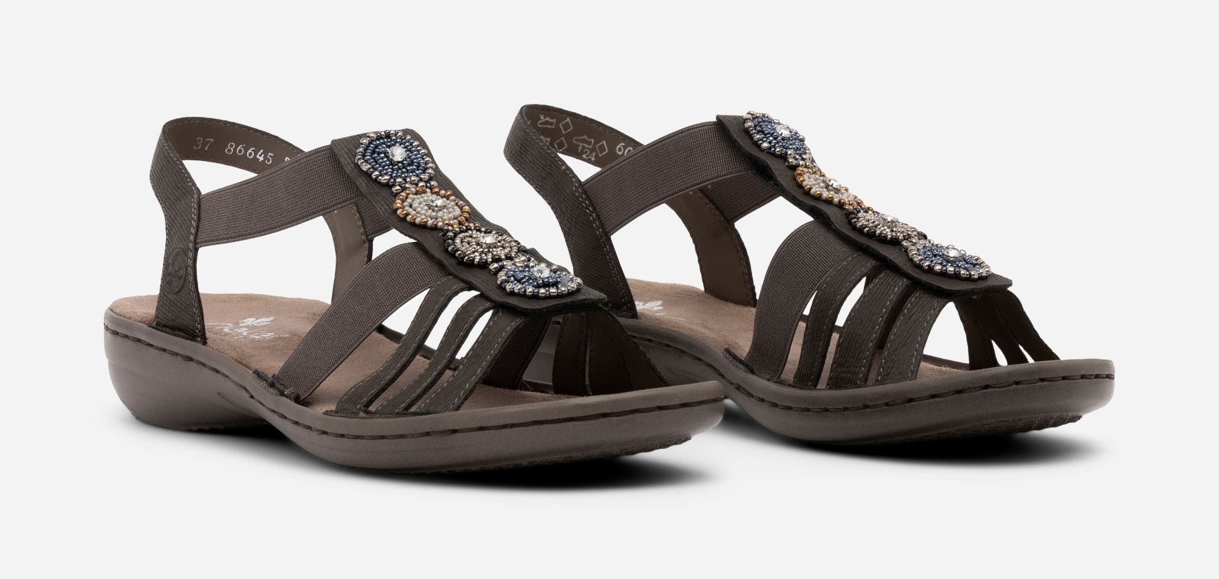 RIEKER, Sandal med reimer Sort