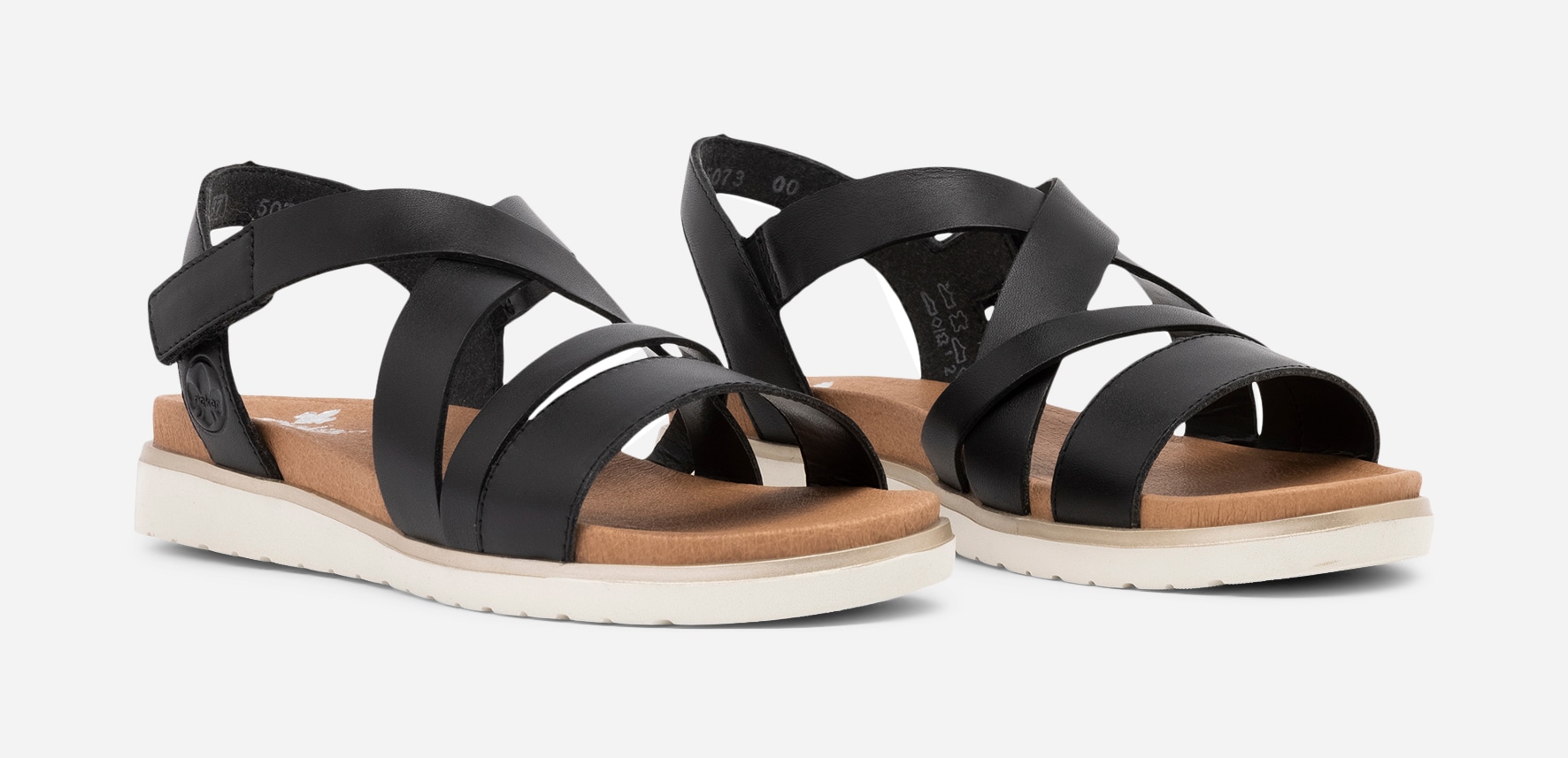 RIEKER, Sandal med reimer Sort