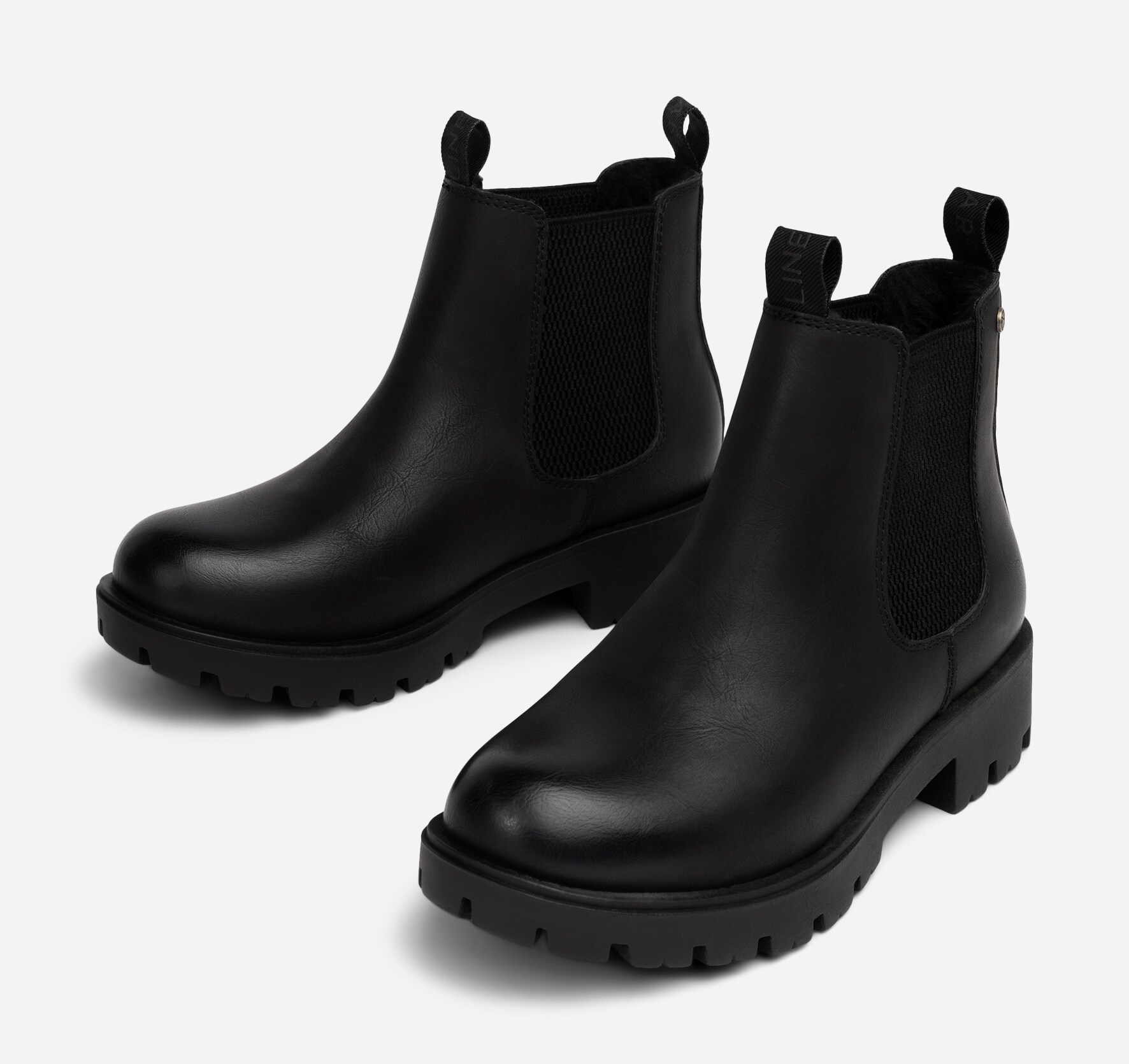 LINEAR, Varmforet chelseaboots Sort