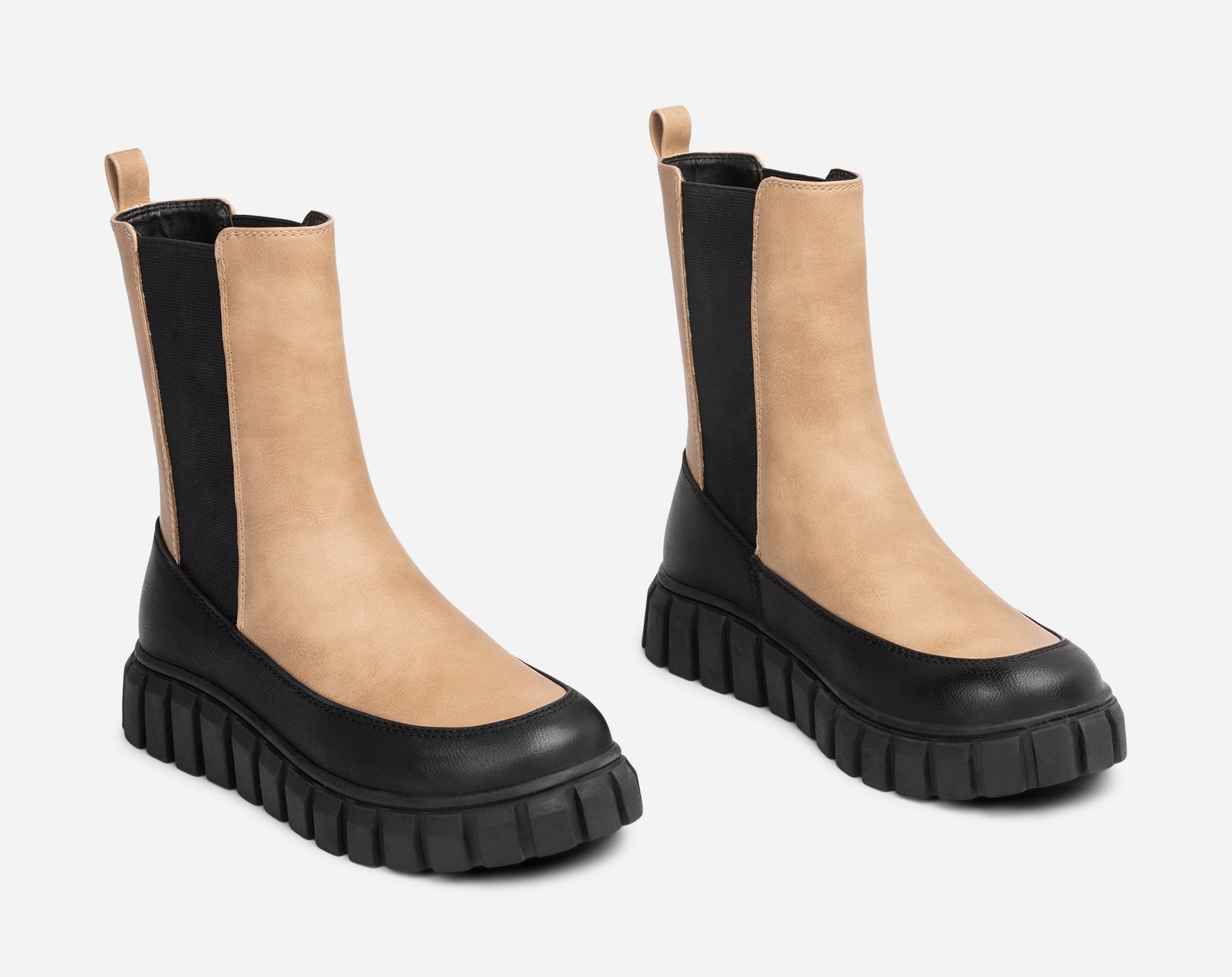 LINEAR, Varmforet chelseaboots Beige
