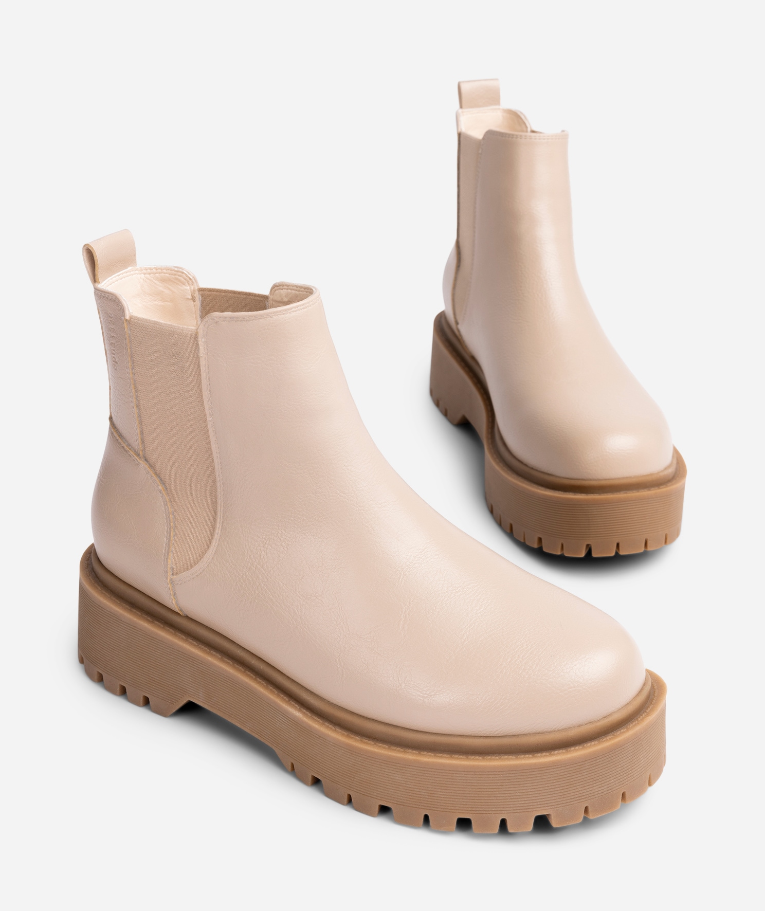 ATTITUDE, Varmforet chelseaboots Beige