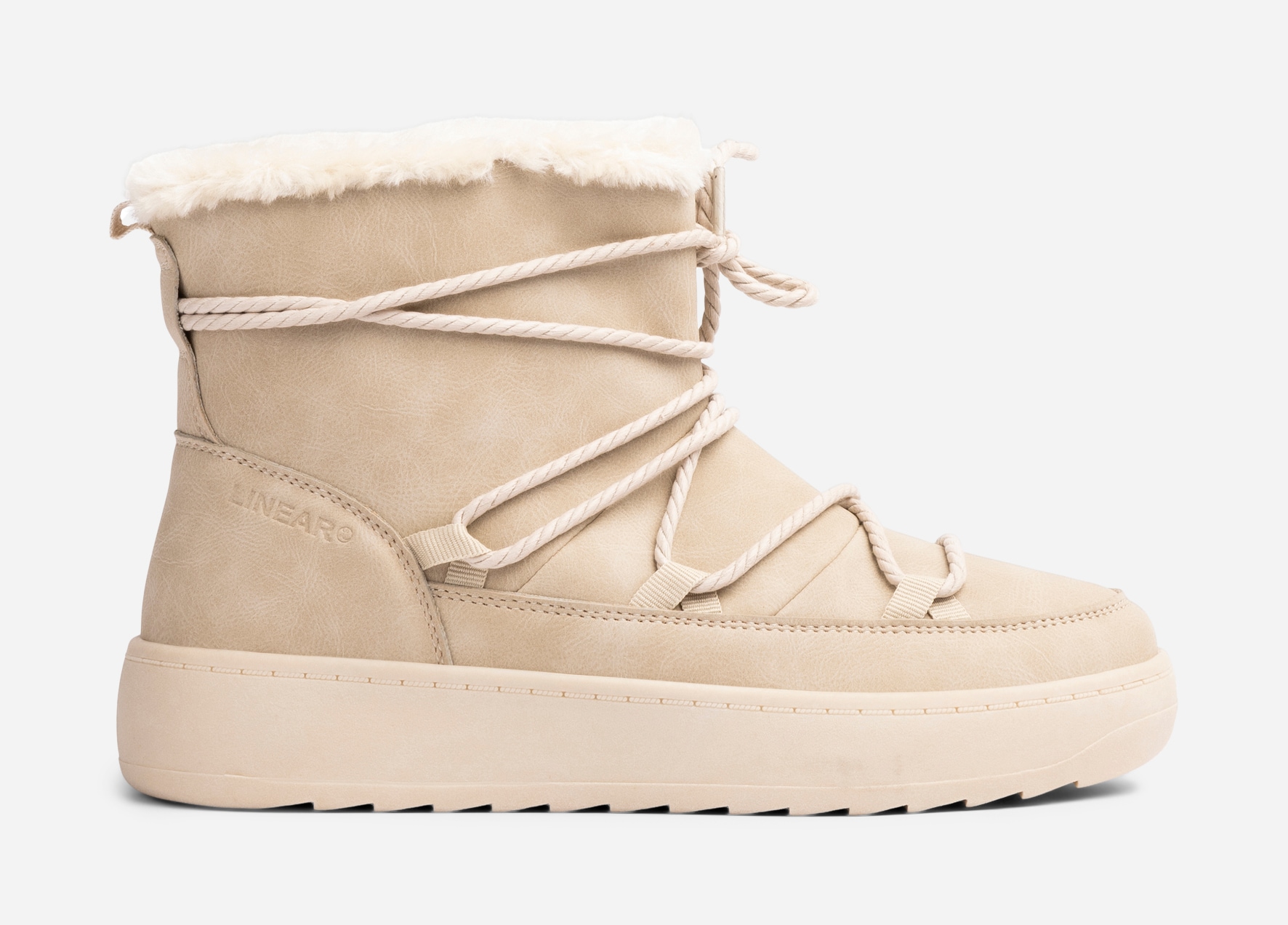 ATTITUDE, Varmforet boots med snøring Beige