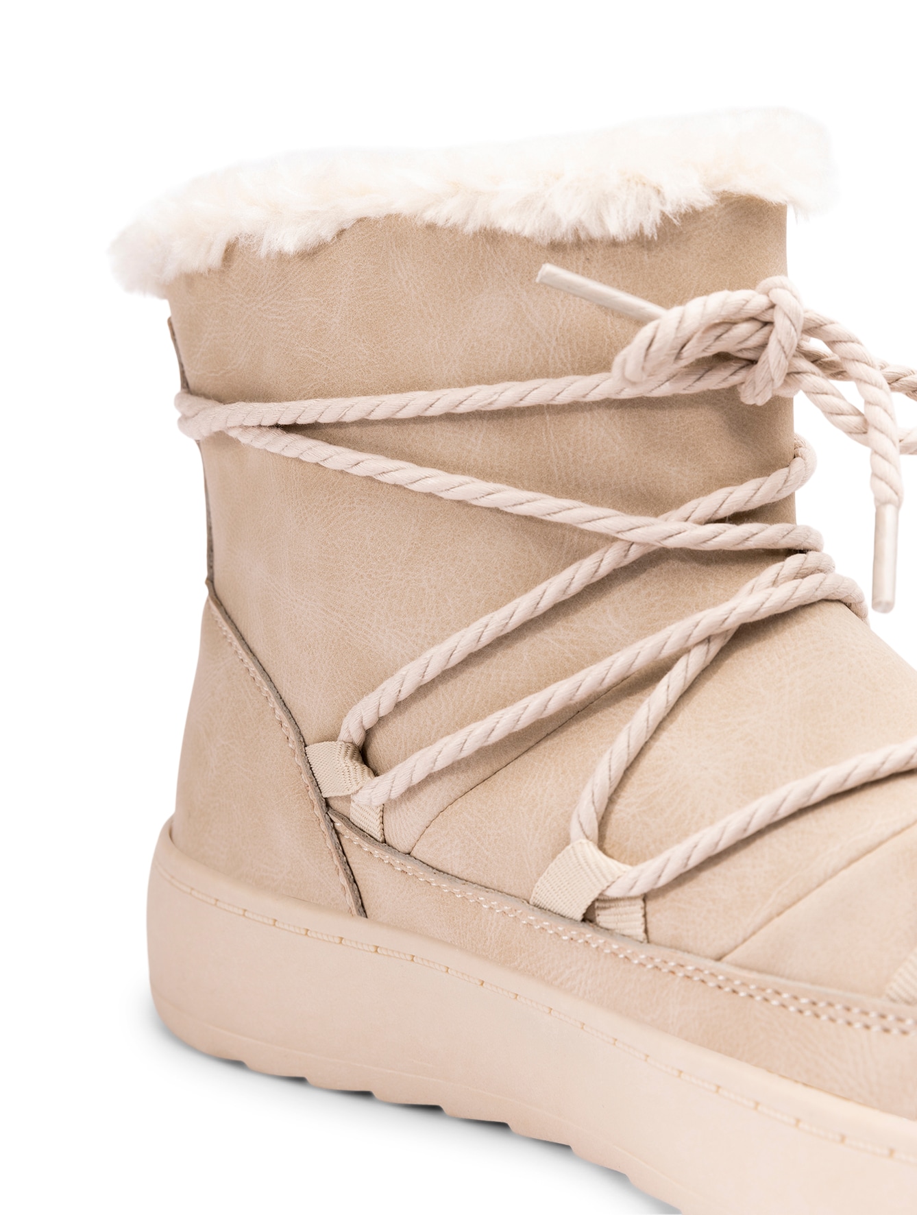 ATTITUDE, Varmforet boots med snøring Beige