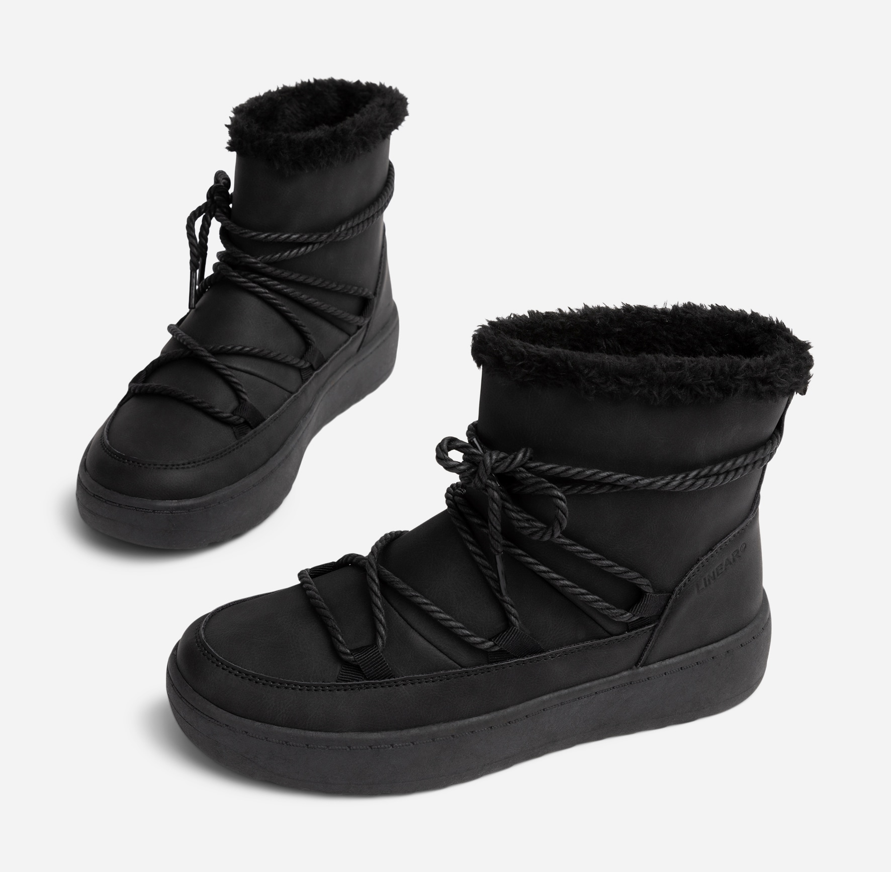 ATTITUDE, Varmforet boots med snøring Sort