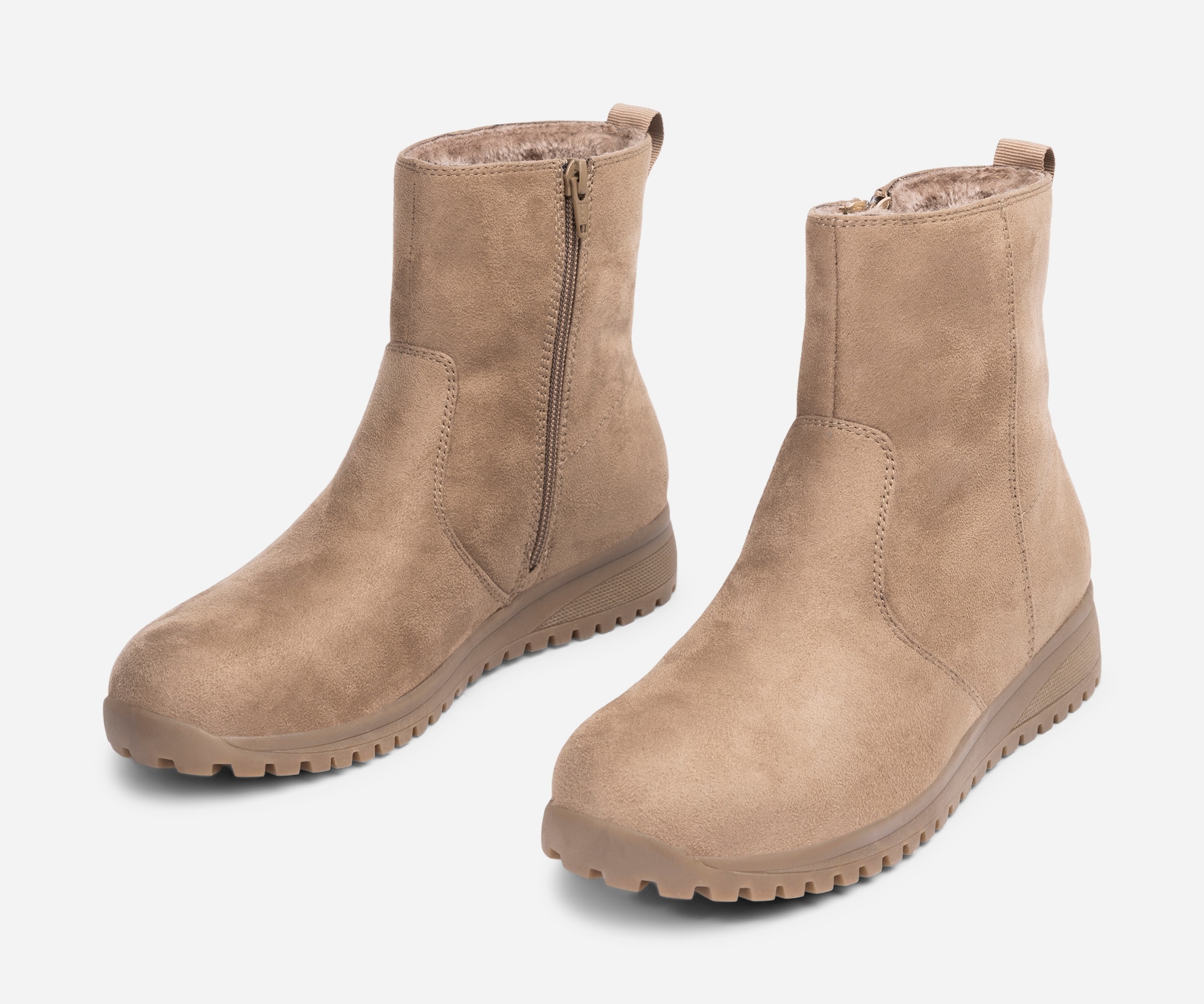 SO ALL, Varmforet boots med glidelås Beige