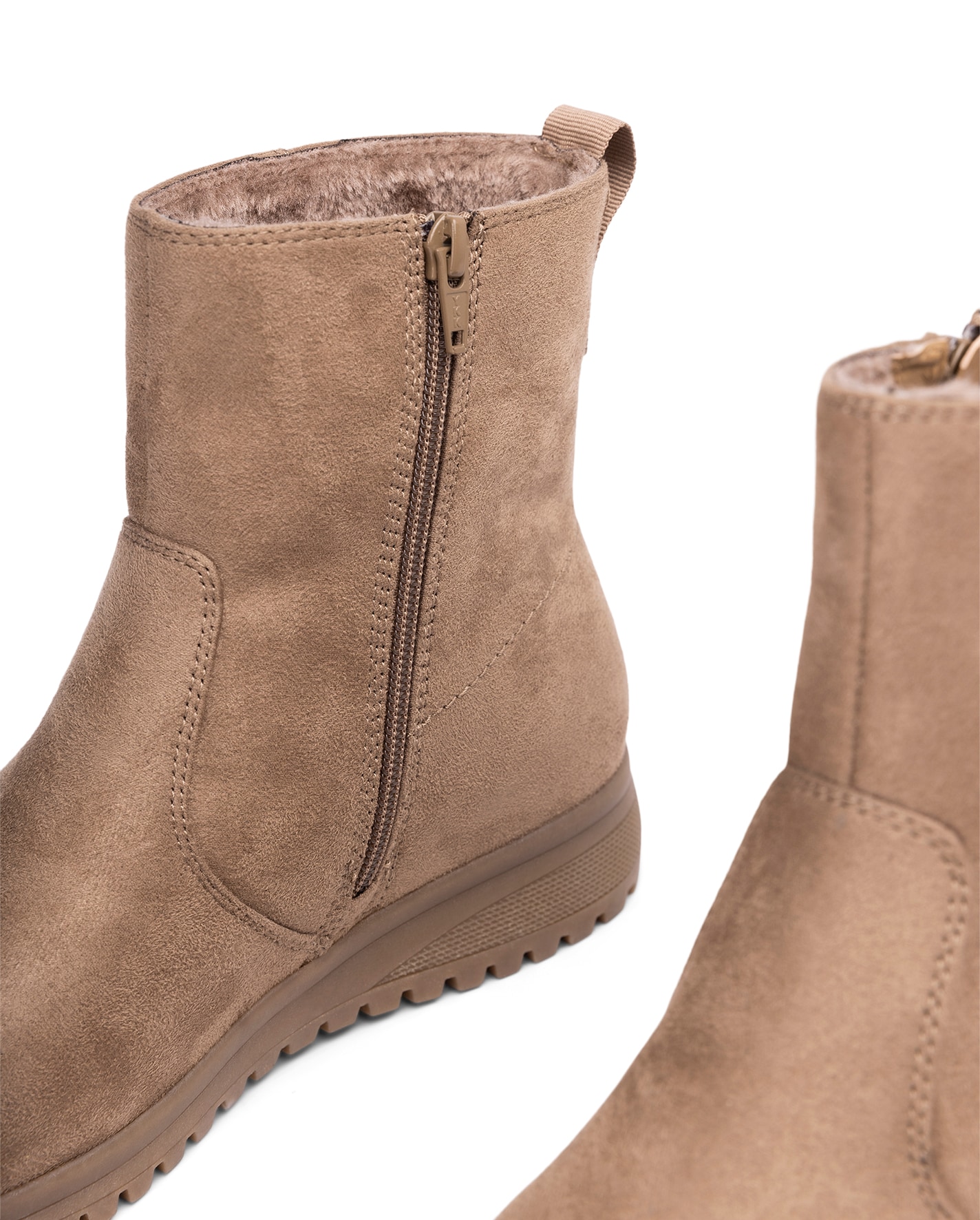 SO ALL, Varmforet boots med glidelås Beige
