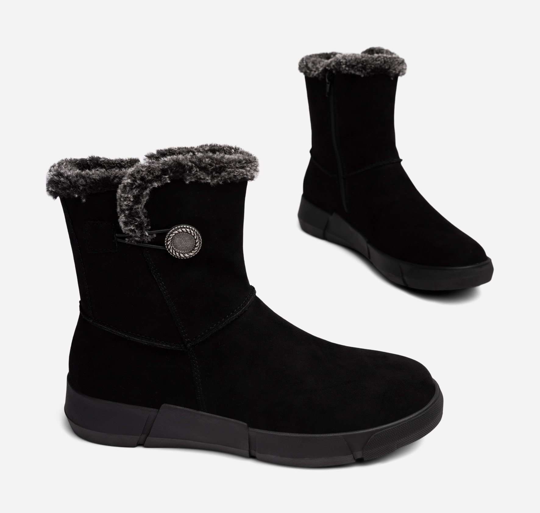 SO ALL, Varmforet boots med glidelås Sort