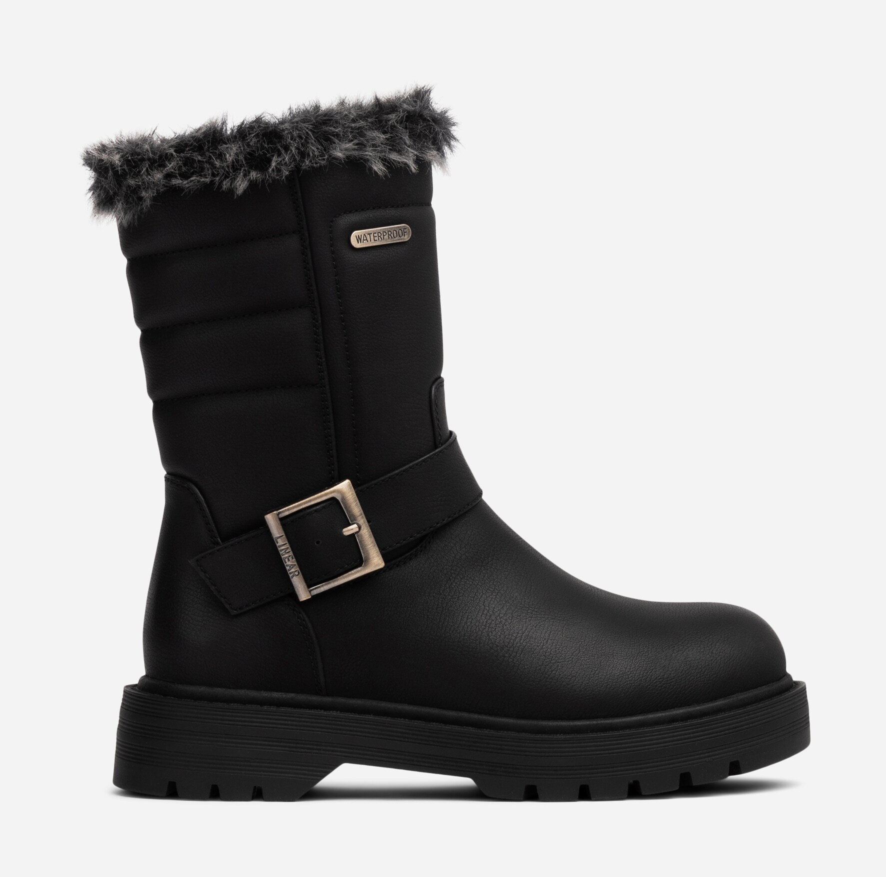 LINEAR, Varmforet bikerboots Sort