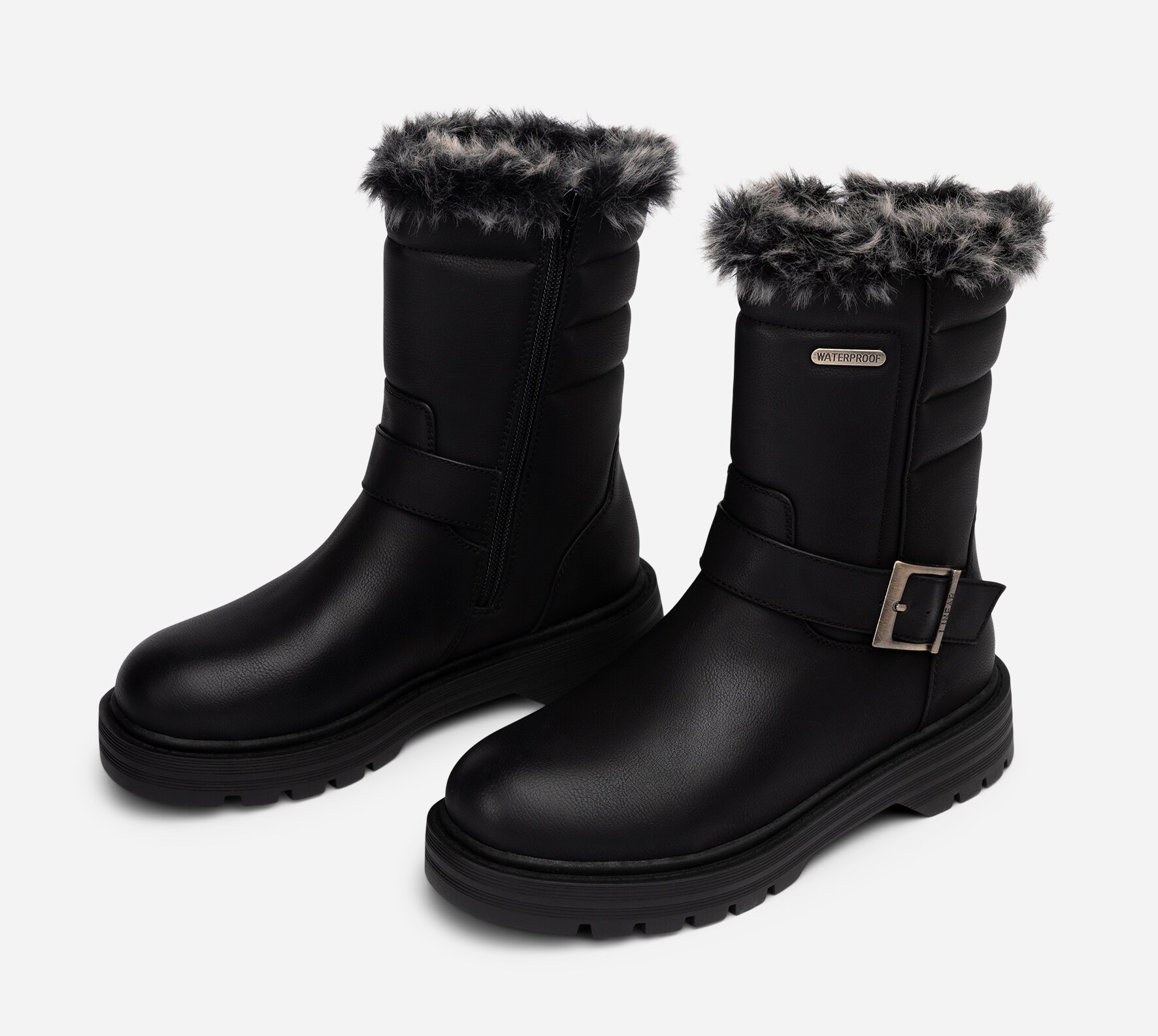 LINEAR, Varmforet bikerboots Sort