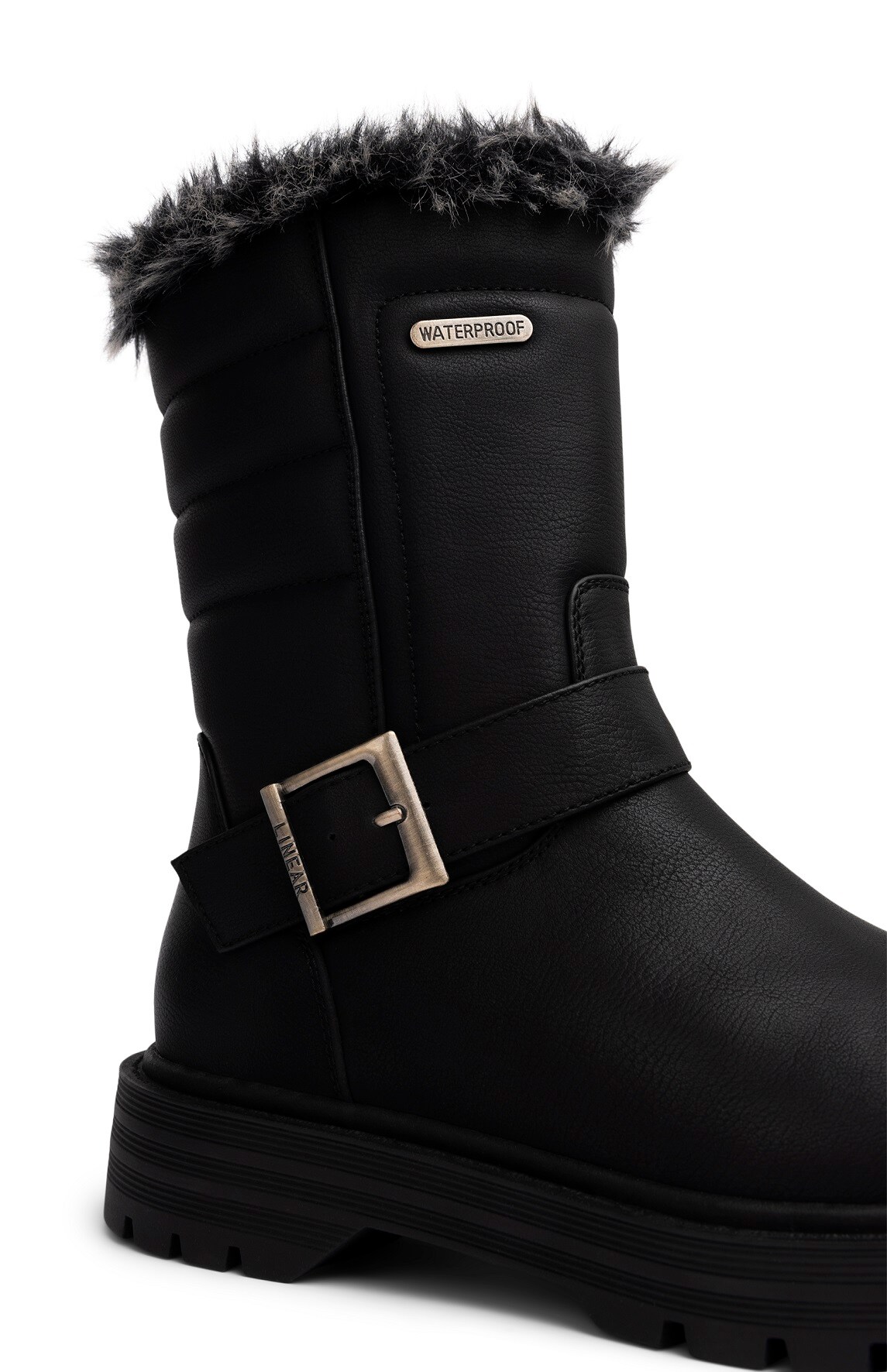 LINEAR, Varmforet bikerboots Sort