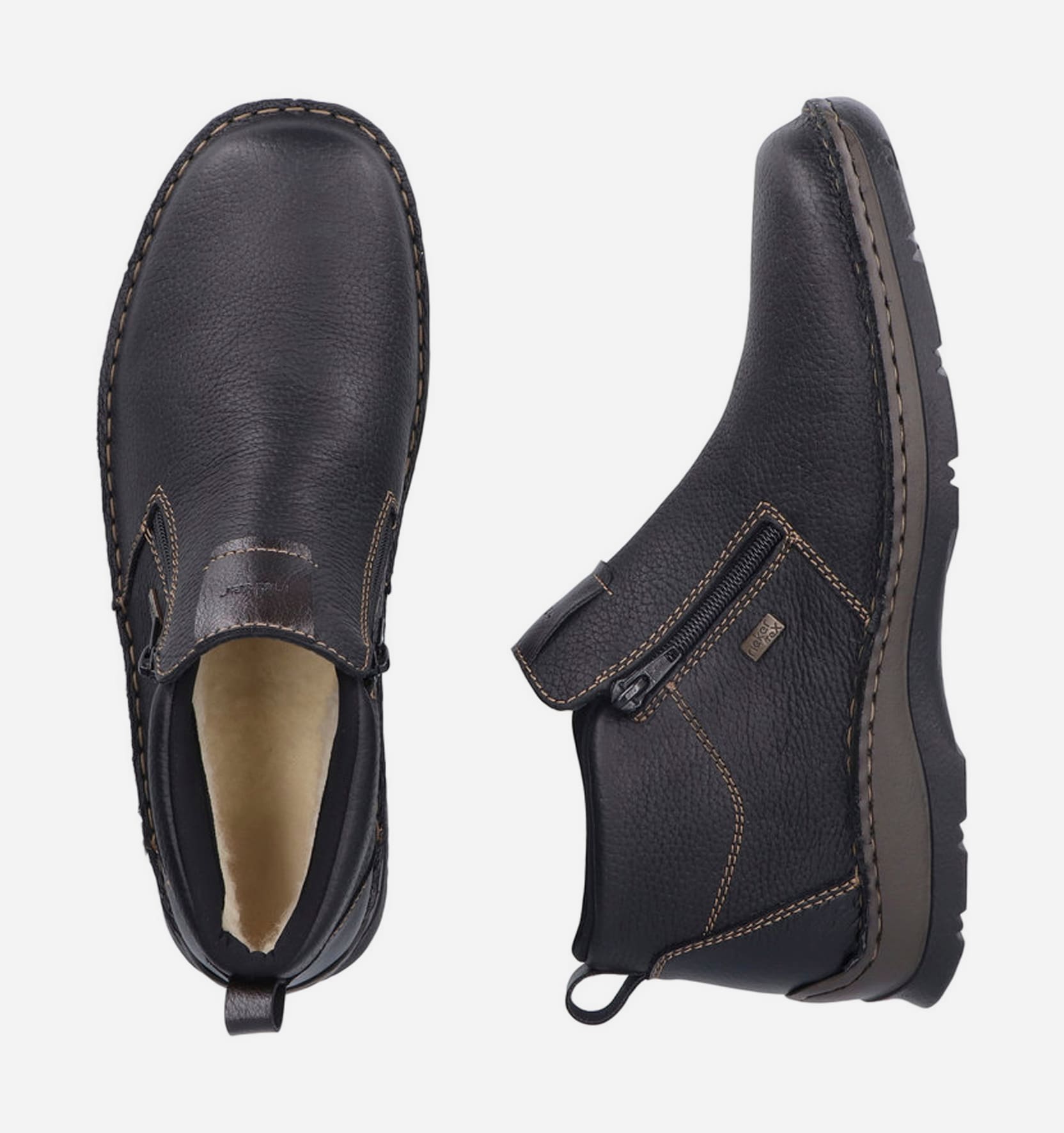 RIEKER, Varmforet boots med glidelås Sort