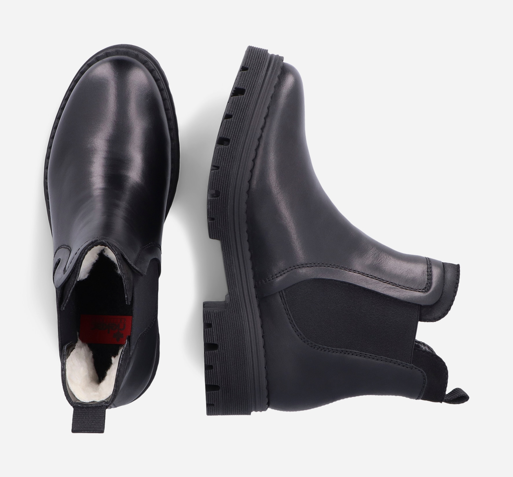 RIEKER, Varmforet chelseaboots Sort