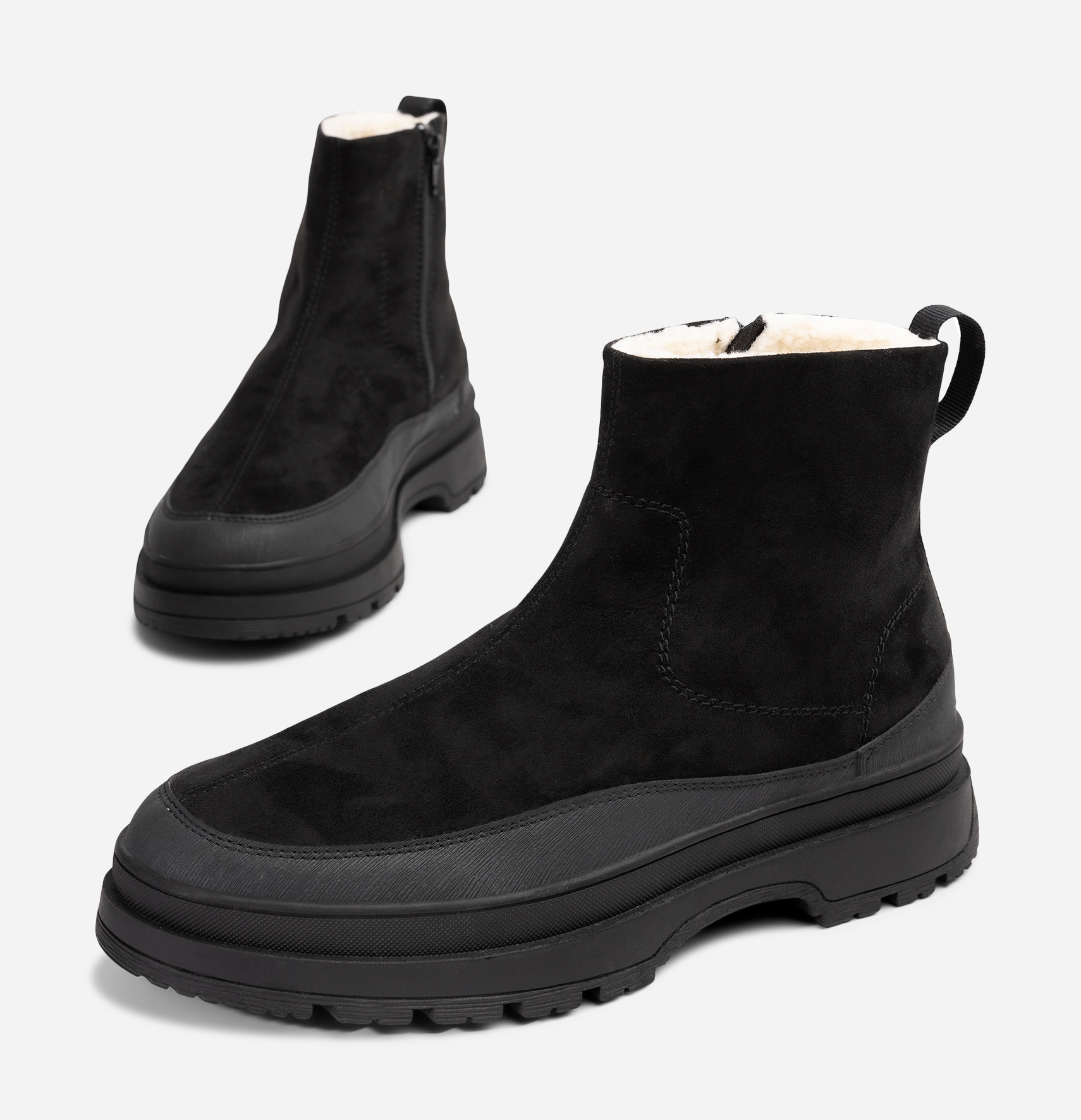 LINEAR, Varmforet boots med glidelås Sort