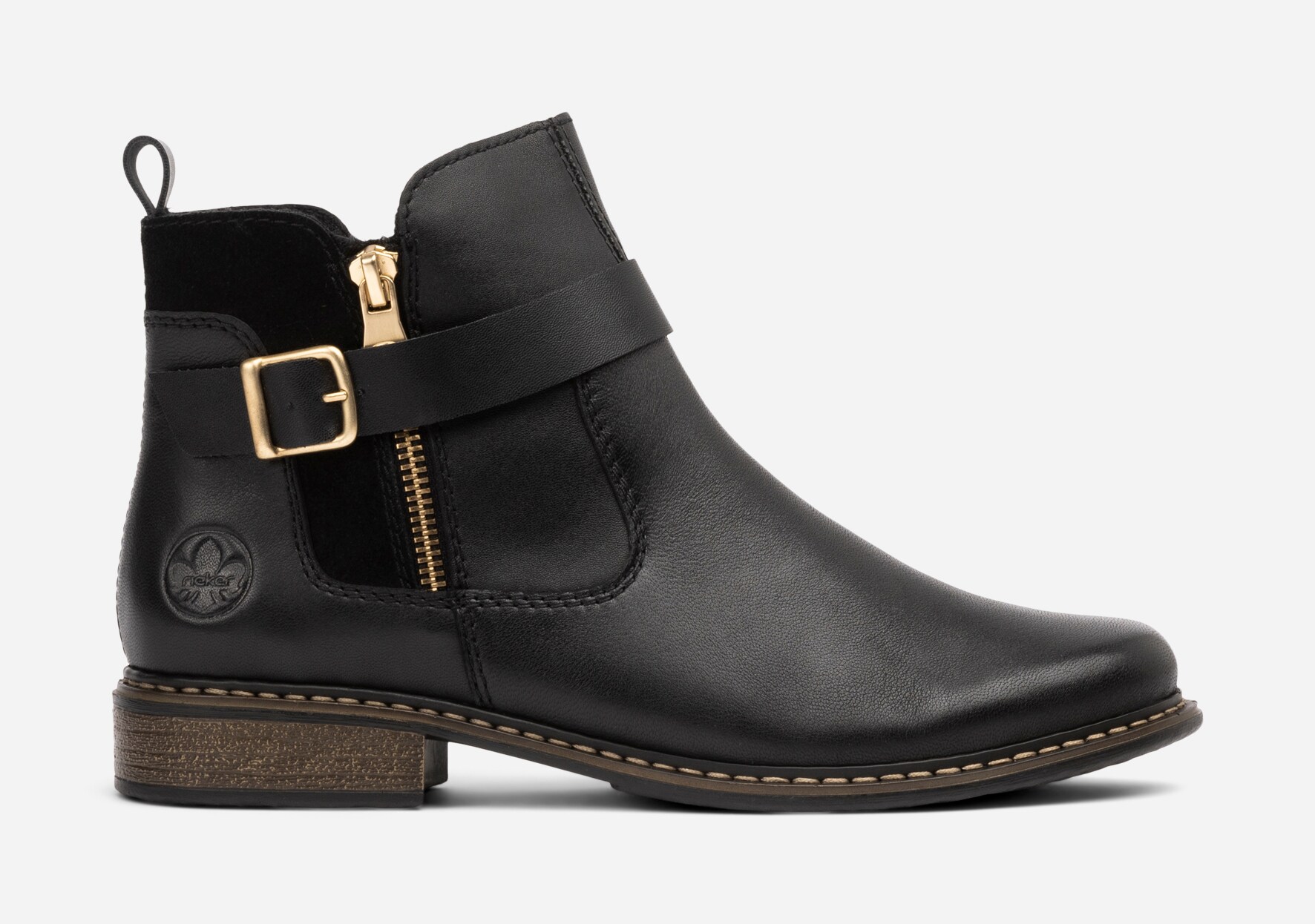 RIEKER, Boots med spenne Sort