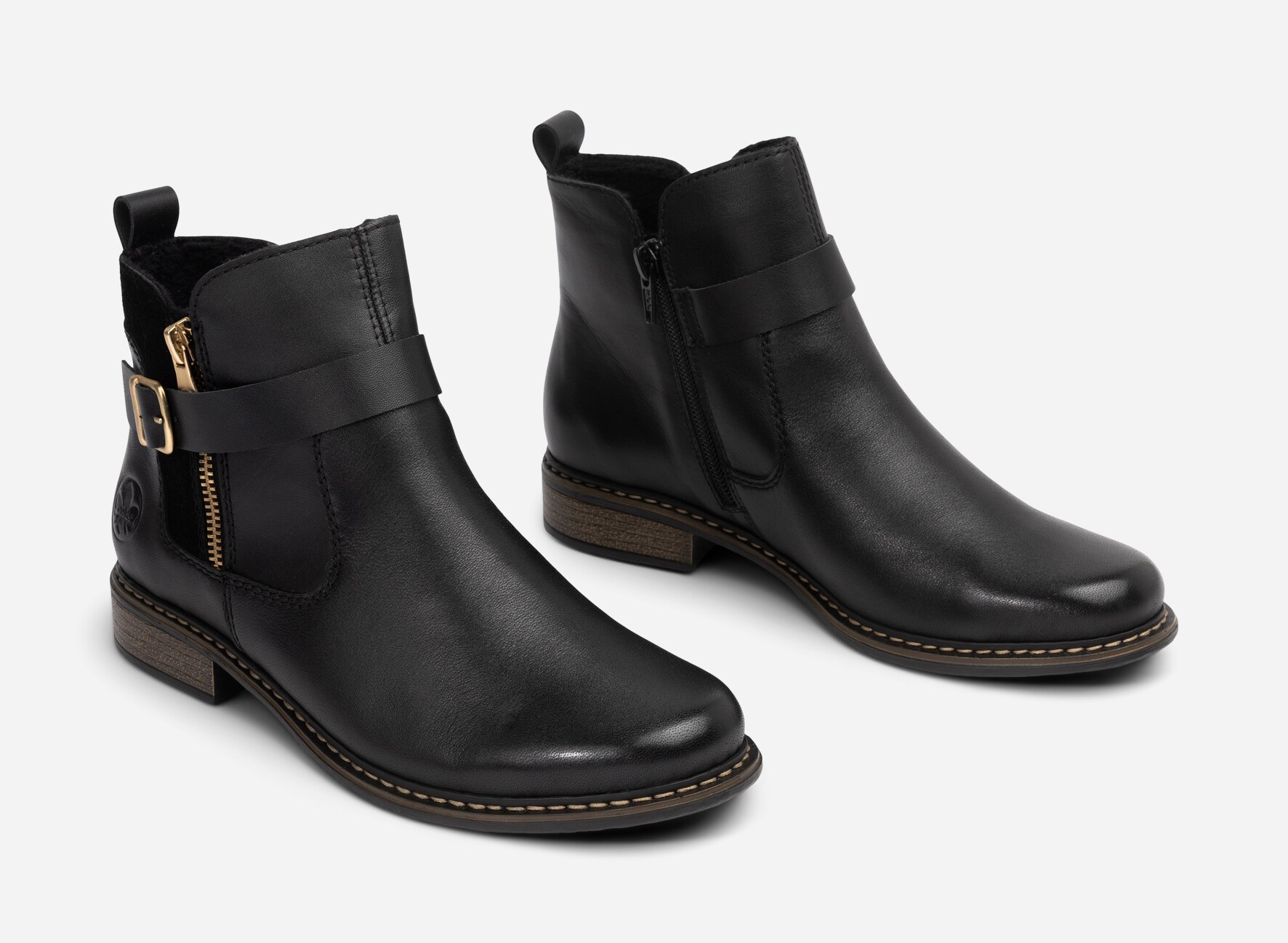 RIEKER, Boots med spenne Sort