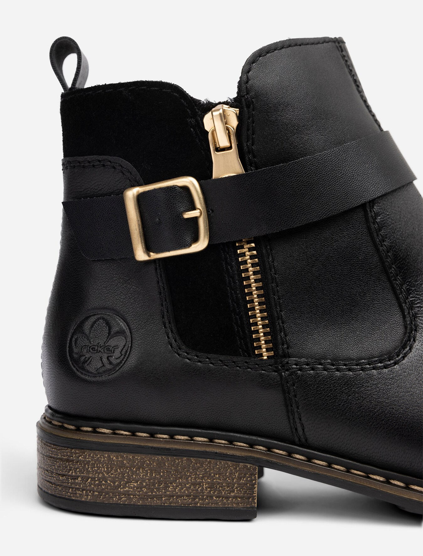 RIEKER, Boots med spenne Sort