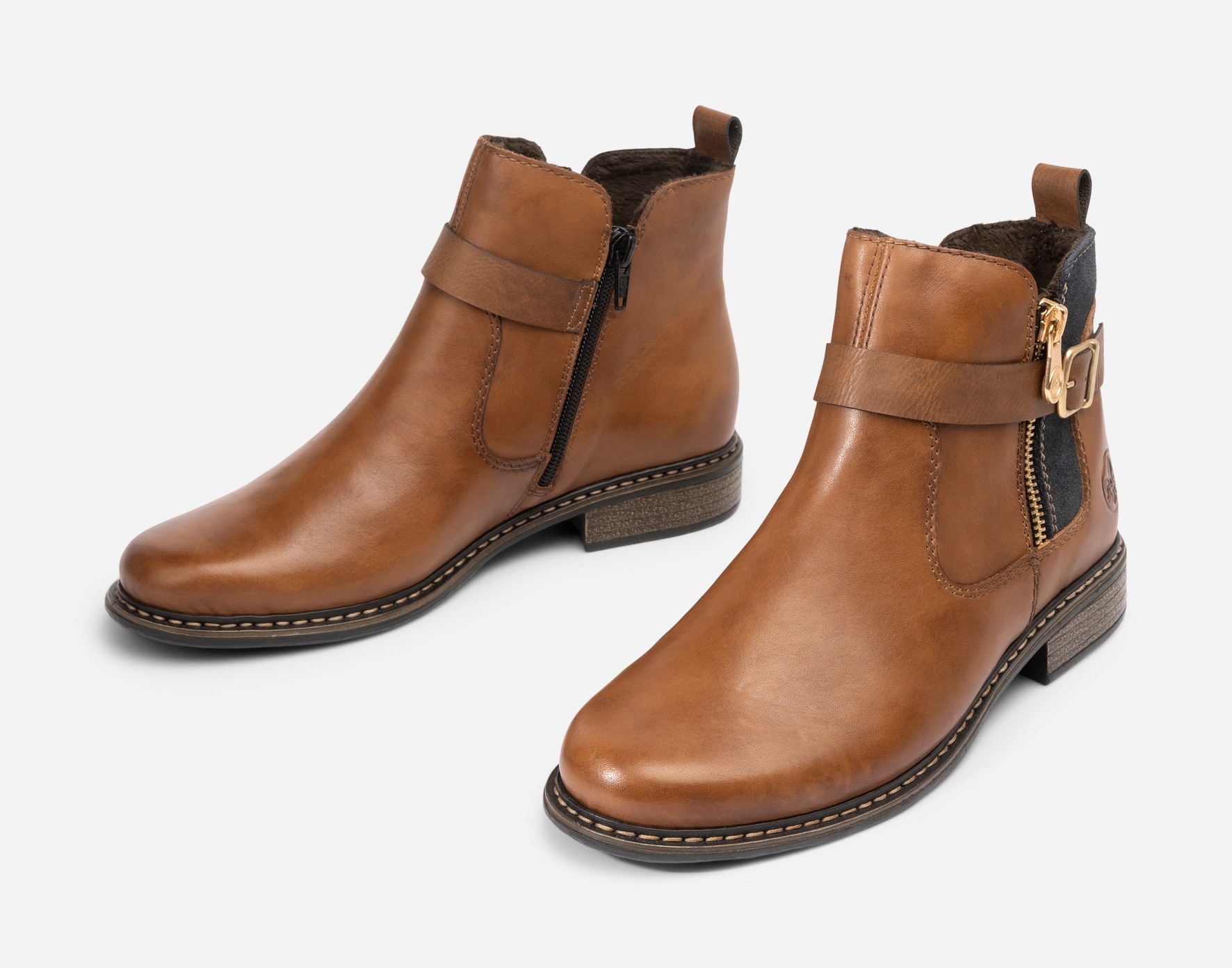 RIEKER, Boots med spenne Brun