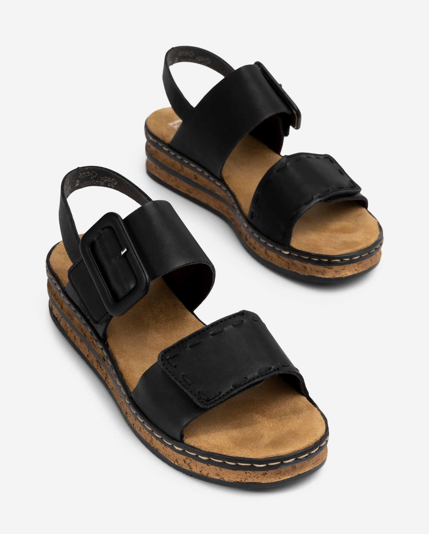 RIEKER, Sandal med reimer Sort