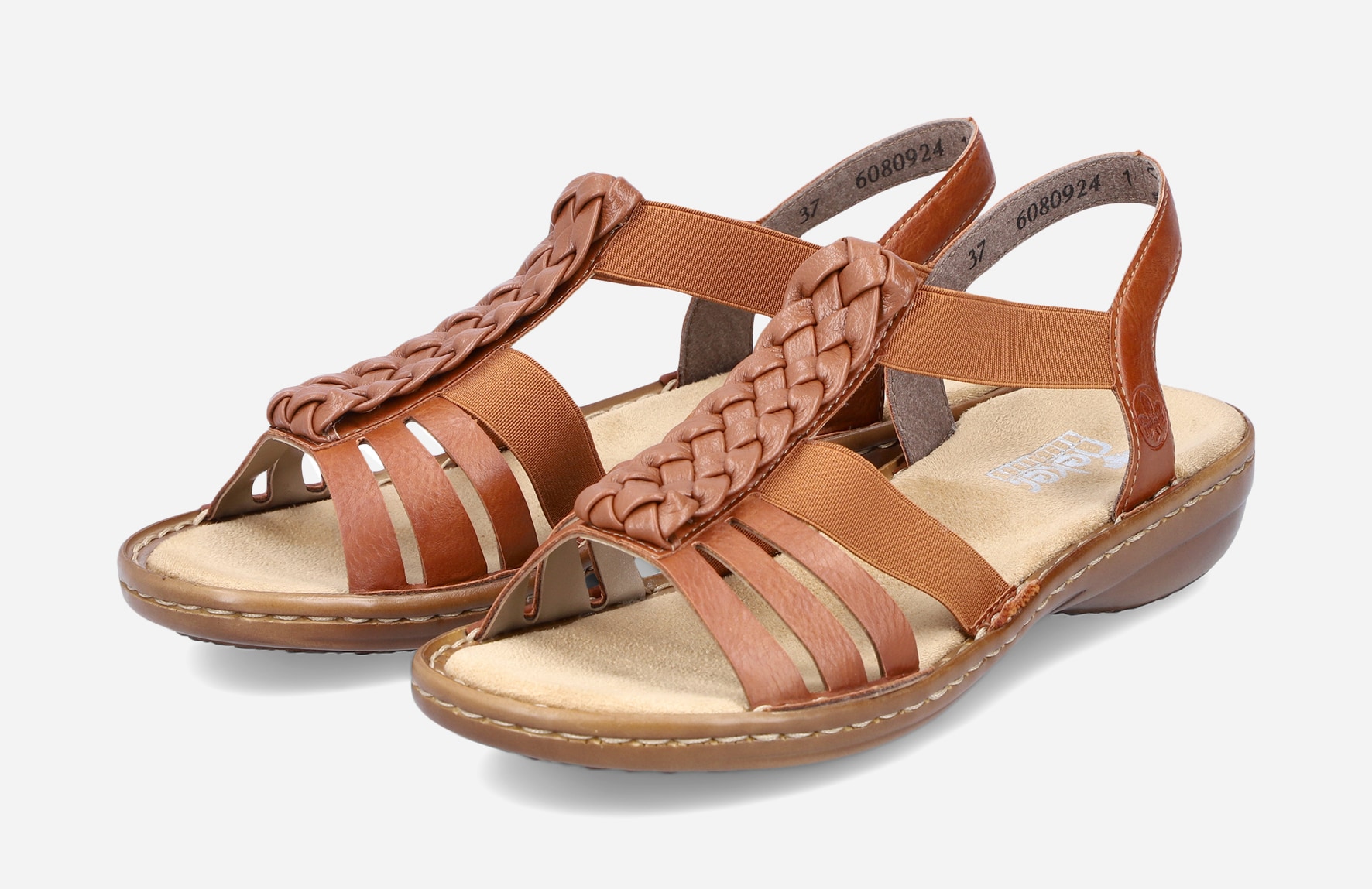 RIEKER, Sandal med reimer Brun