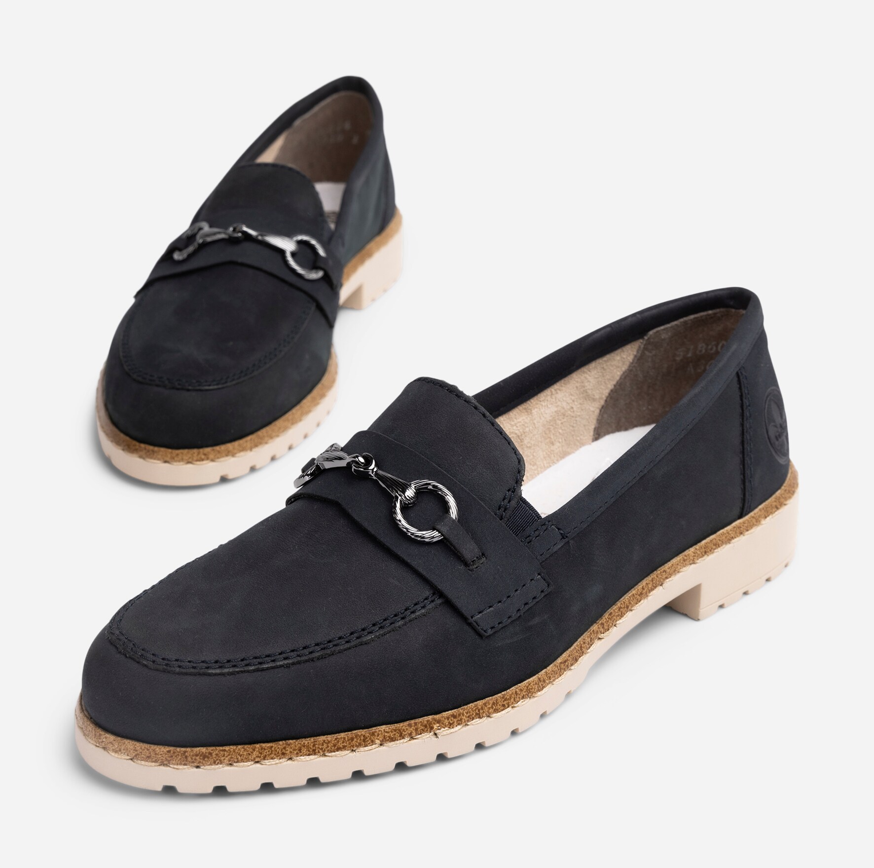 RIEKER, Loafer med spenne Blå