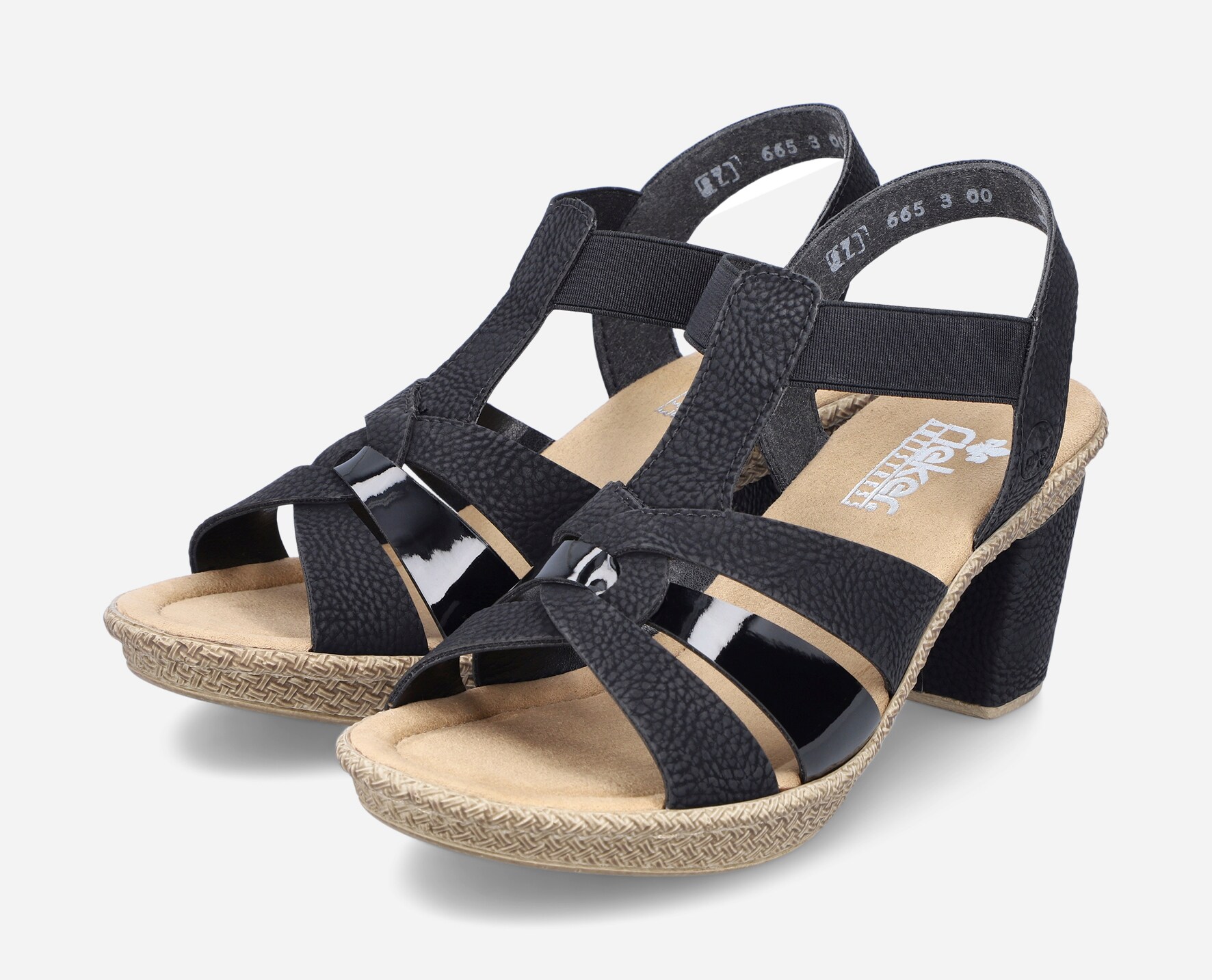 RIEKER, Sandalett med reimer Sort