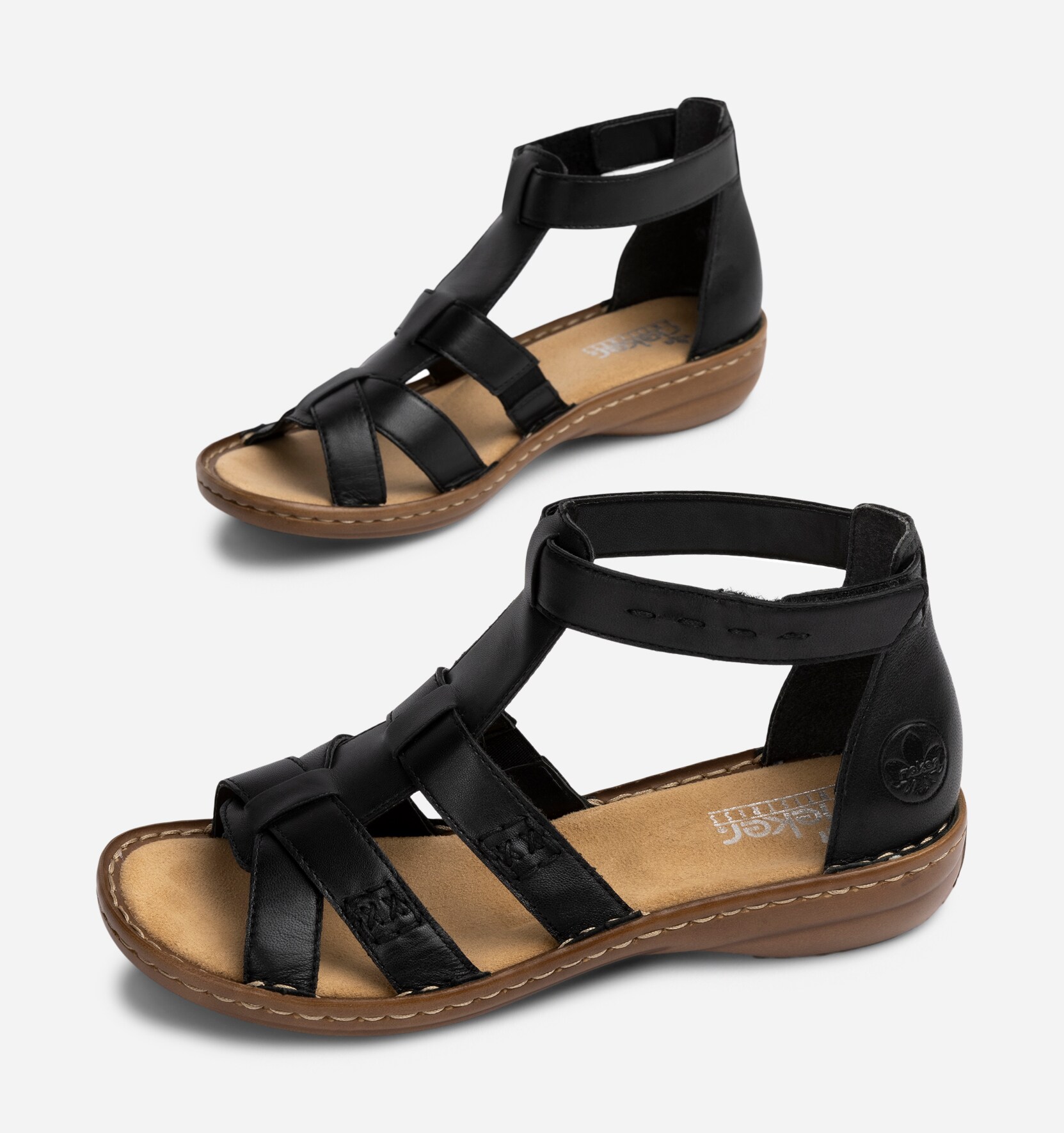 RIEKER, Sandal med reimer Sort
