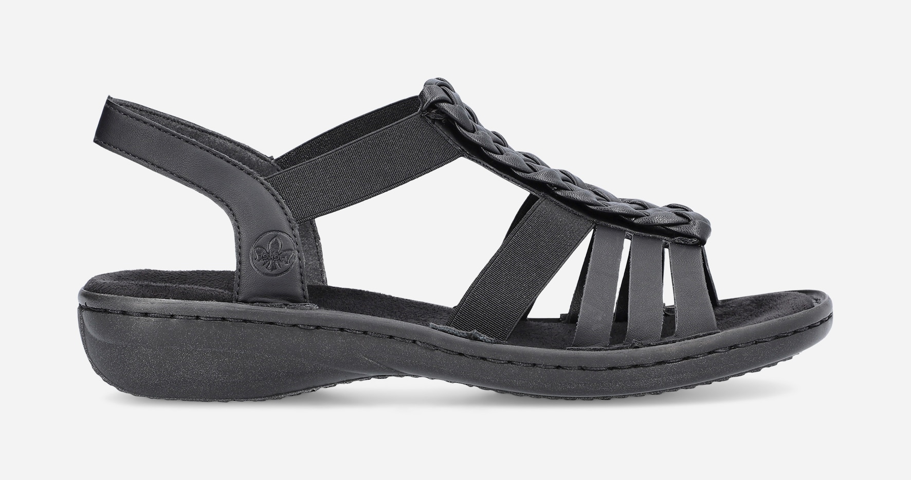 RIEKER, Sandal med reimer Sort