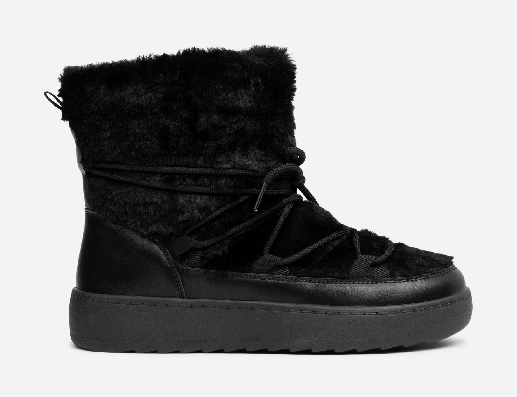 ATTITUDE, Varmforet boots med snøring Sort