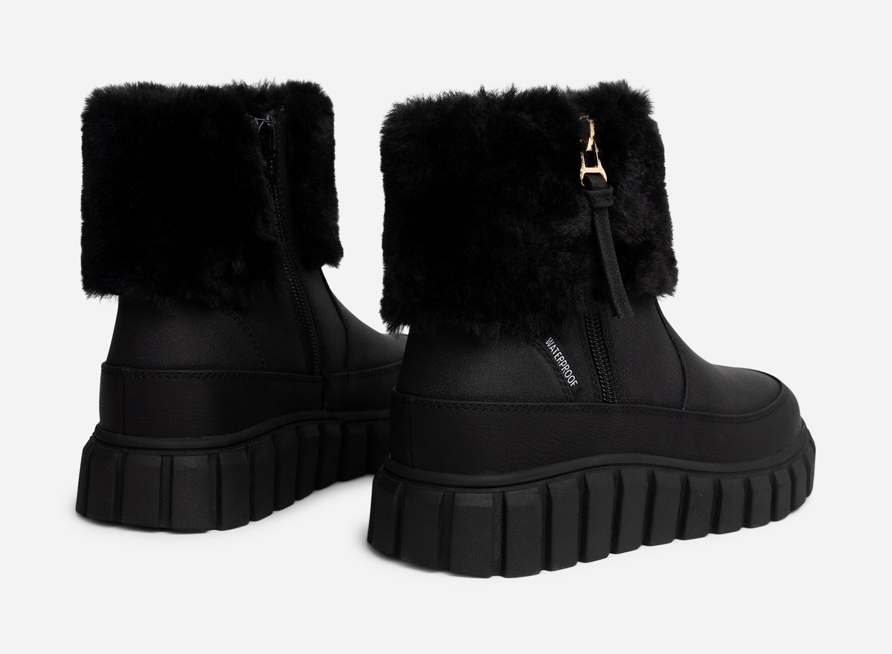 LINEAR, Varmforet boots med glidelås Sort