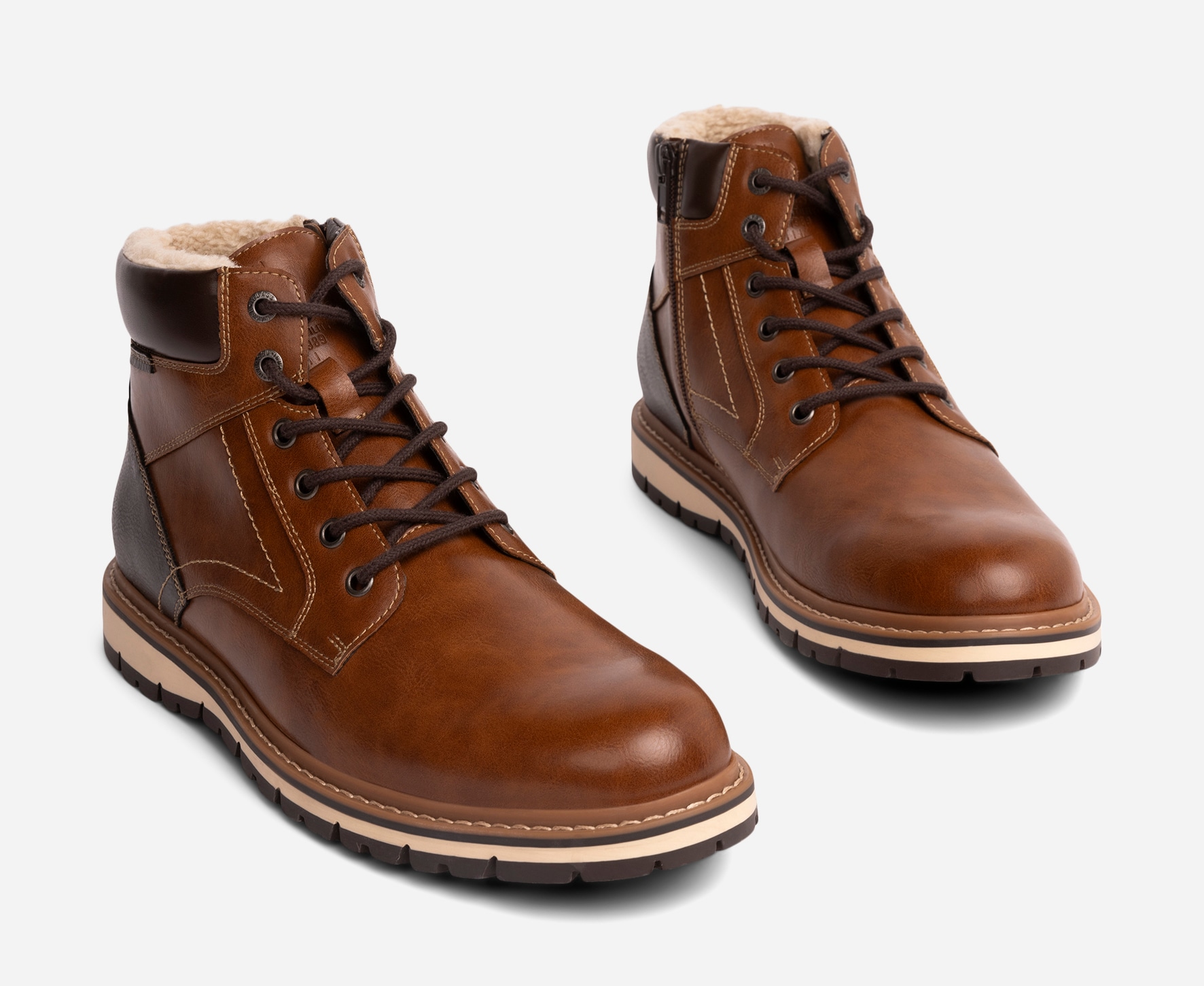 IGUASSU, Varmforet boots med snøring Brun