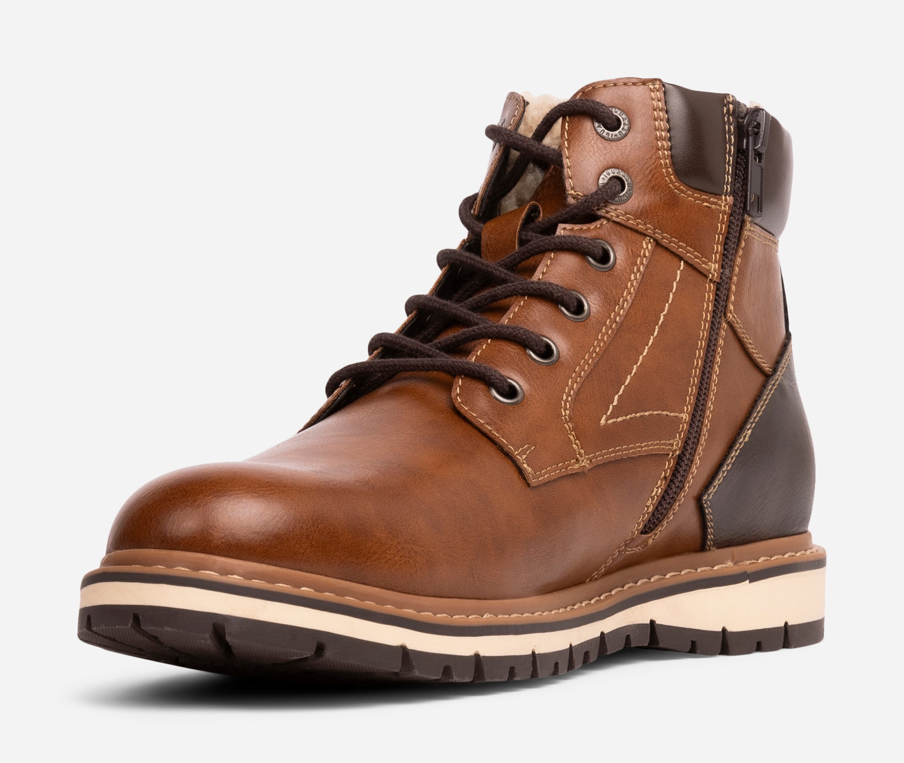 IGUASSU, Varmforet boots med snøring Brun