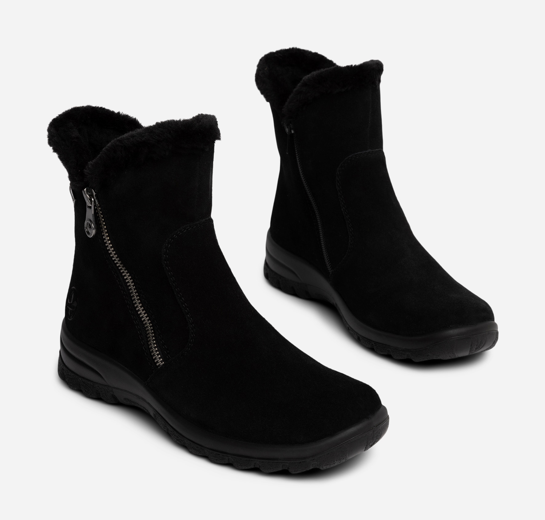 RIEKER, Varmforet boots med glidelås Sort