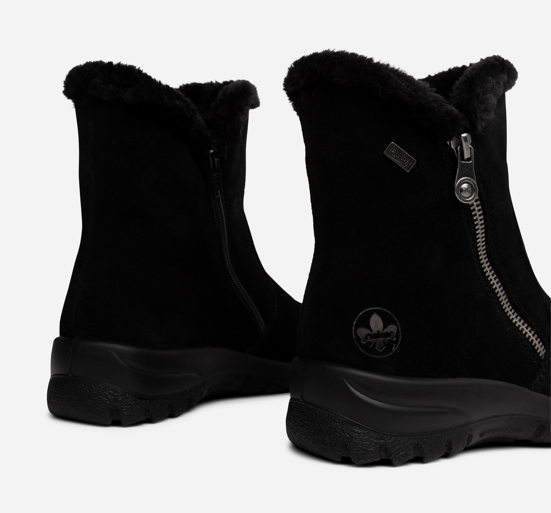 RIEKER, Varmforet boots med glidelås Sort