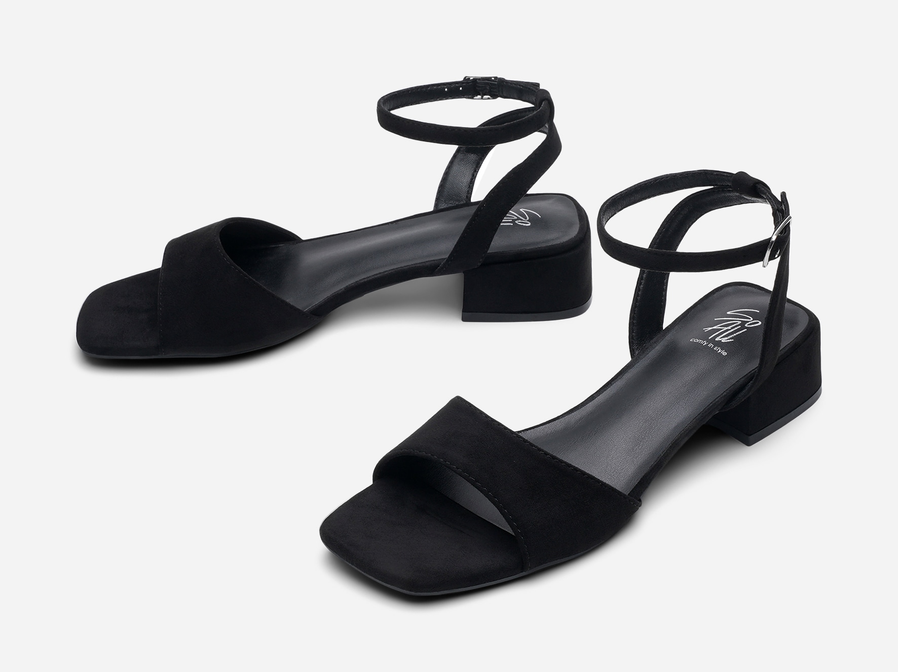 SO ALL, Sandalett med reimer Sort