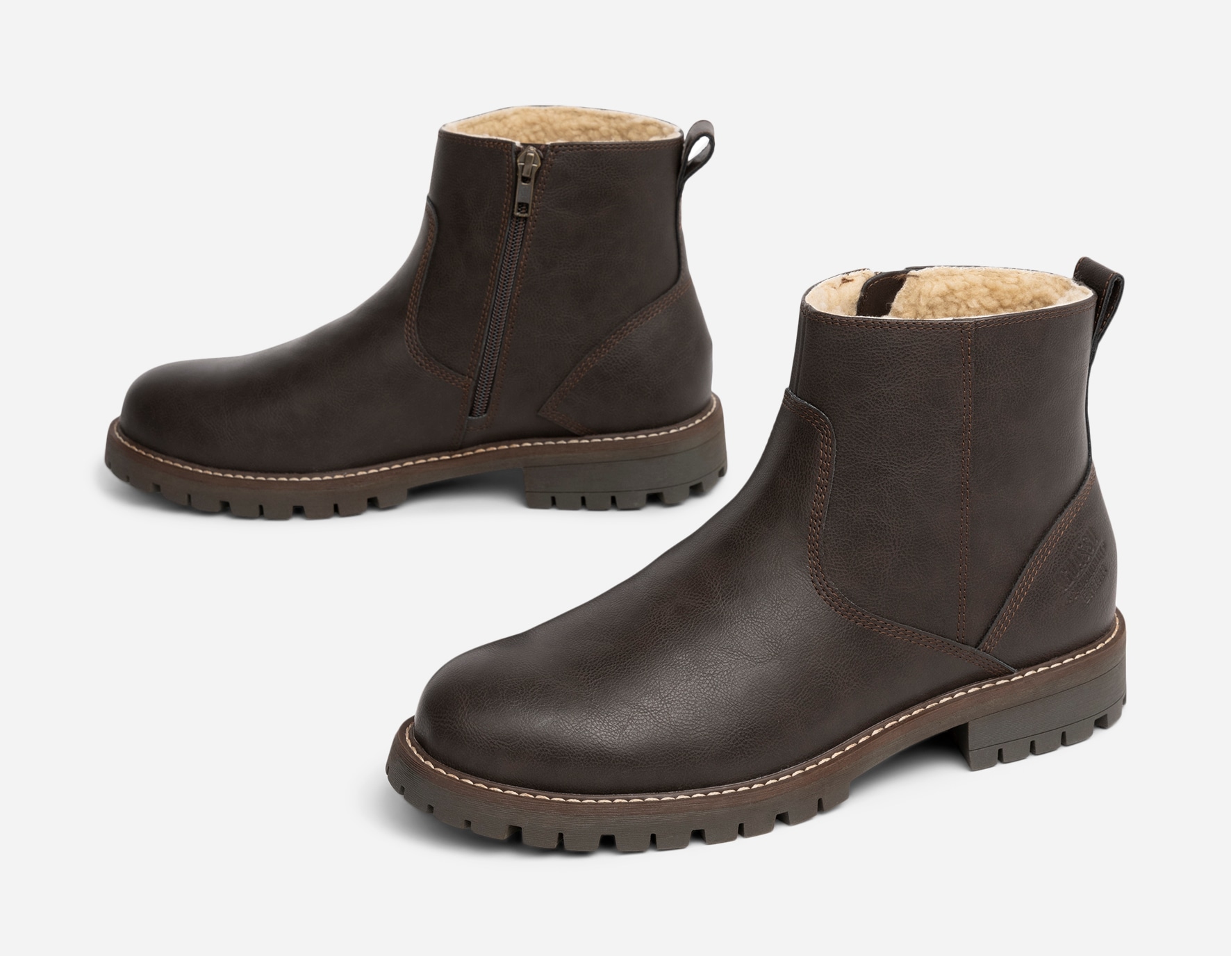 IGUASSU, Varmforet boots med glidelås Brun