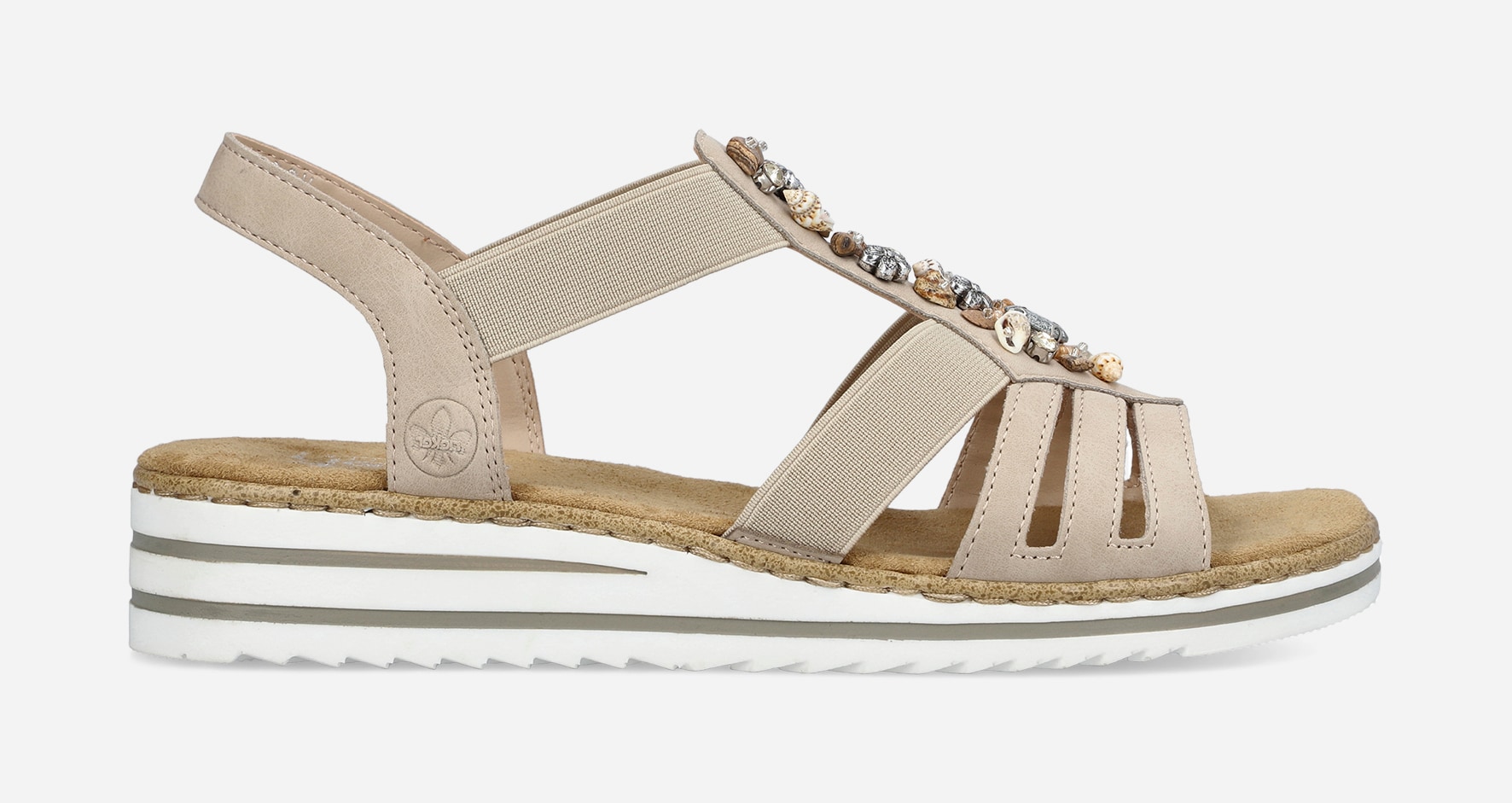 RIEKER, Sandal med reimer Beige