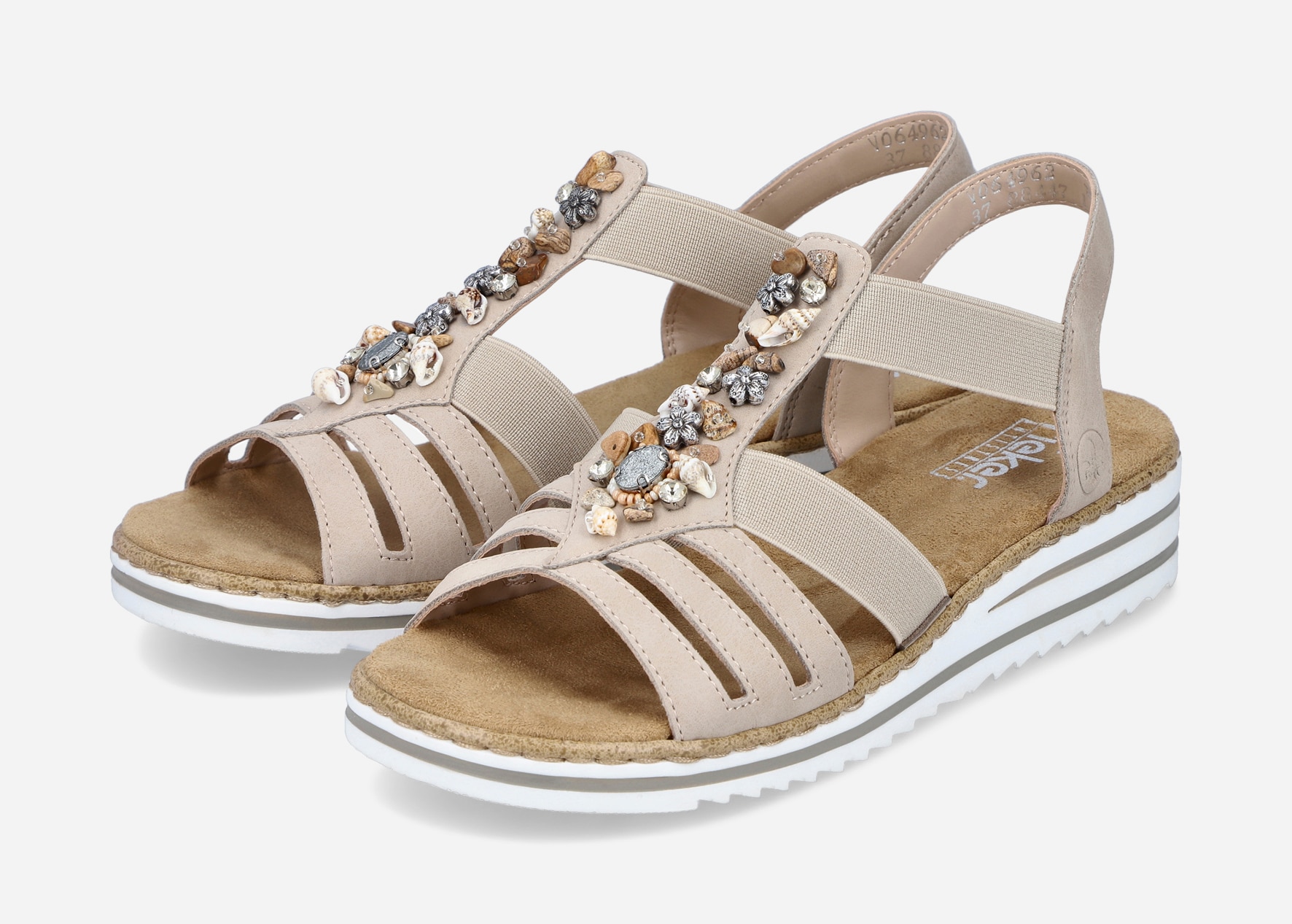 RIEKER, Sandal med reimer Beige