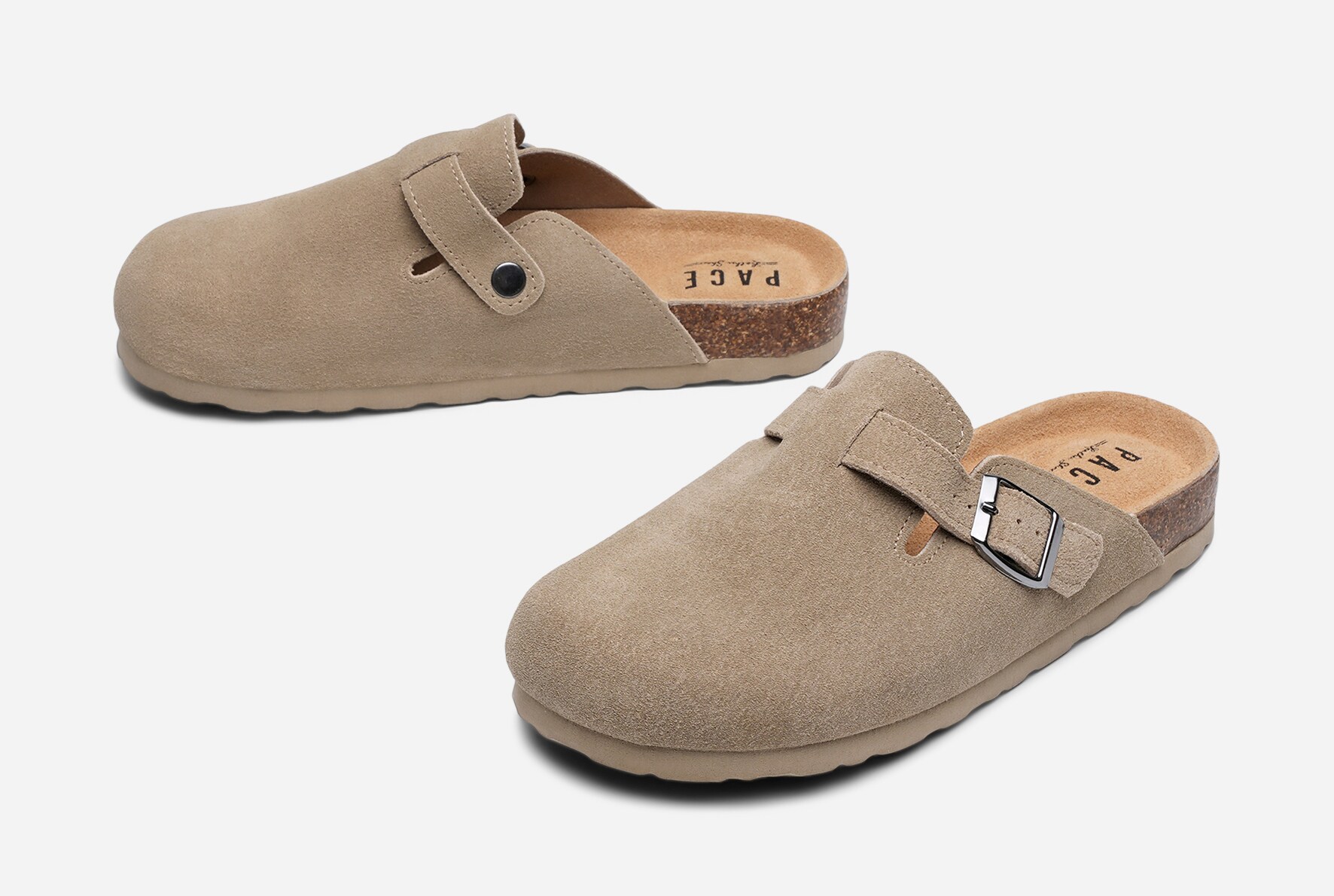 PACE, Skinntøffel Beige