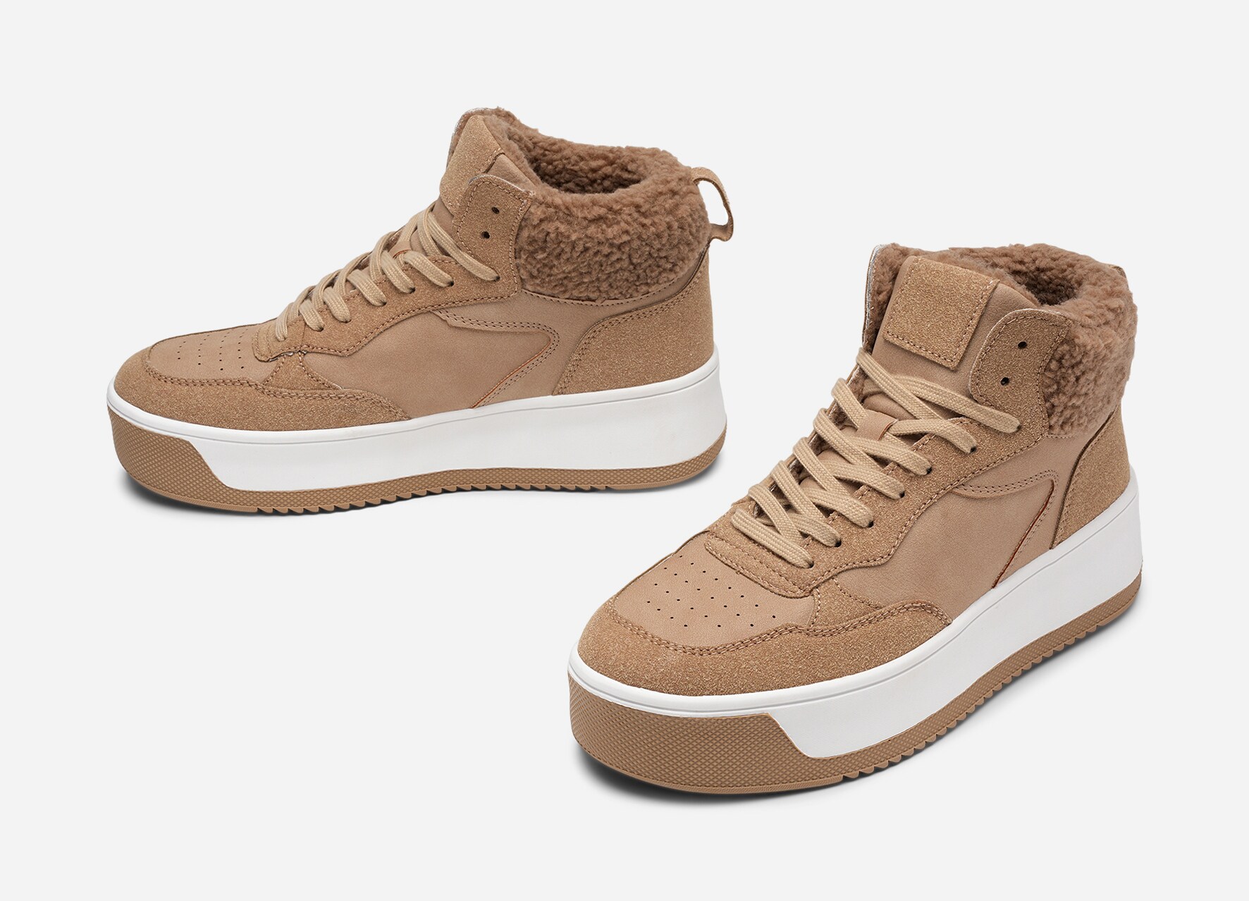 ATTITUDE, Varmforet høy sneakers Beige