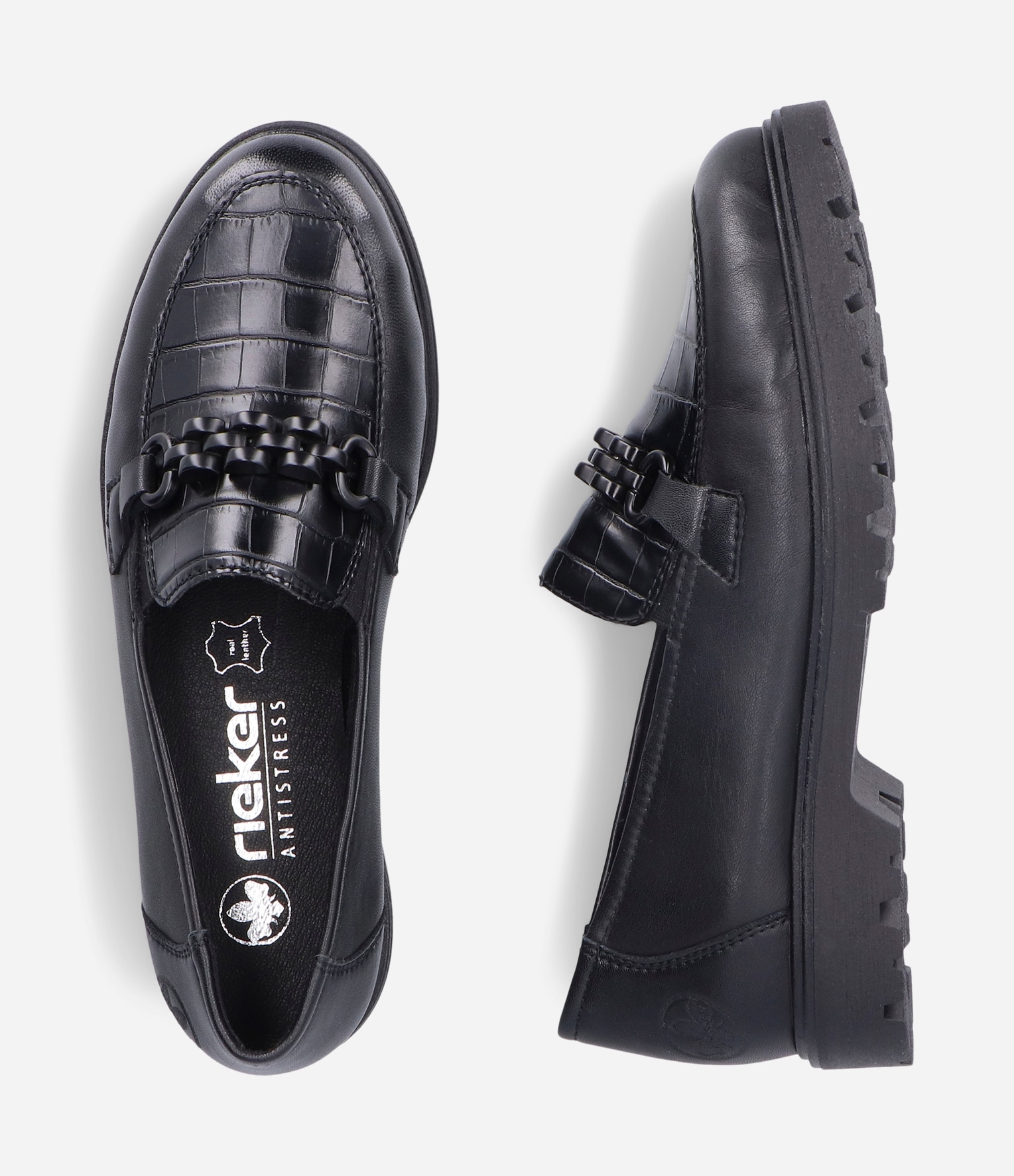 RIEKER, Loafer med spenne Sort