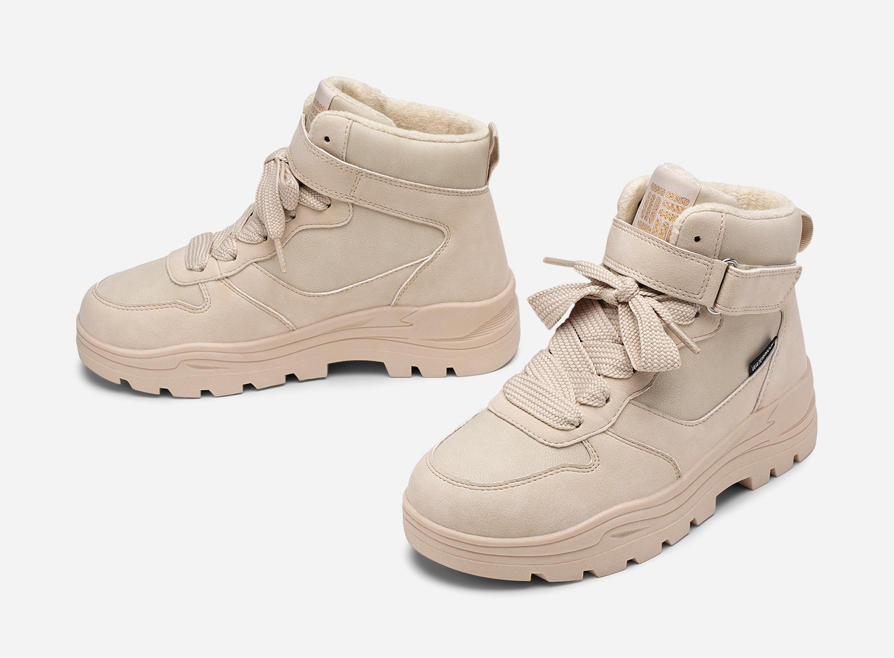 DINSKO, Fleeceforet høy sneakers waterproof Beige