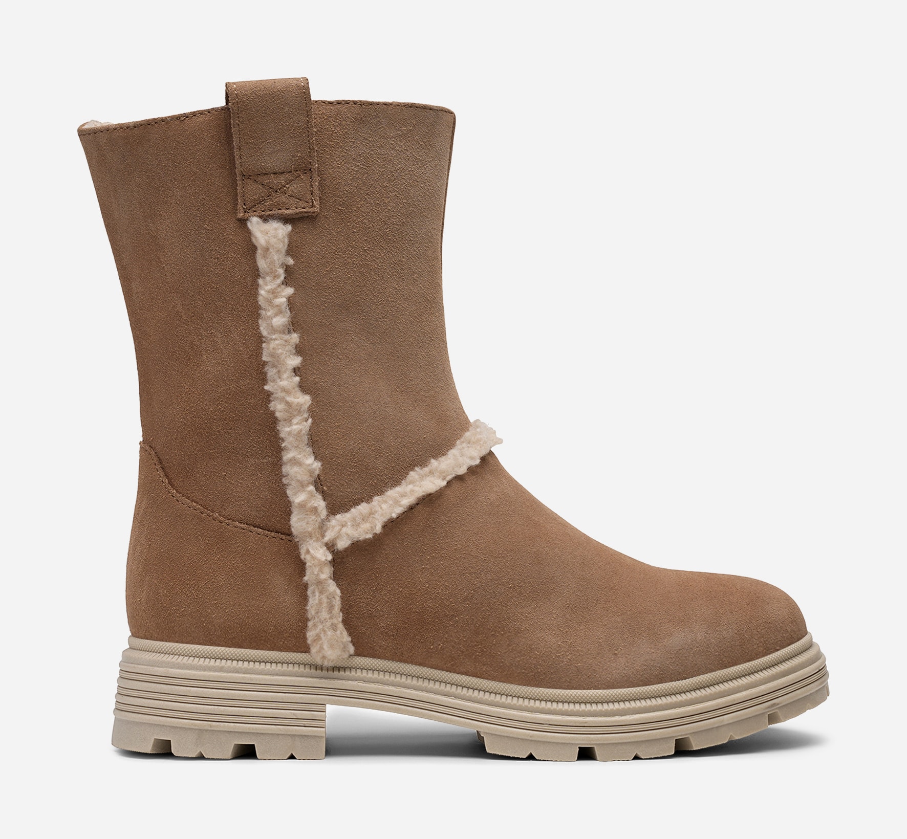 PACE, Varmforet boots med glidelås Beige