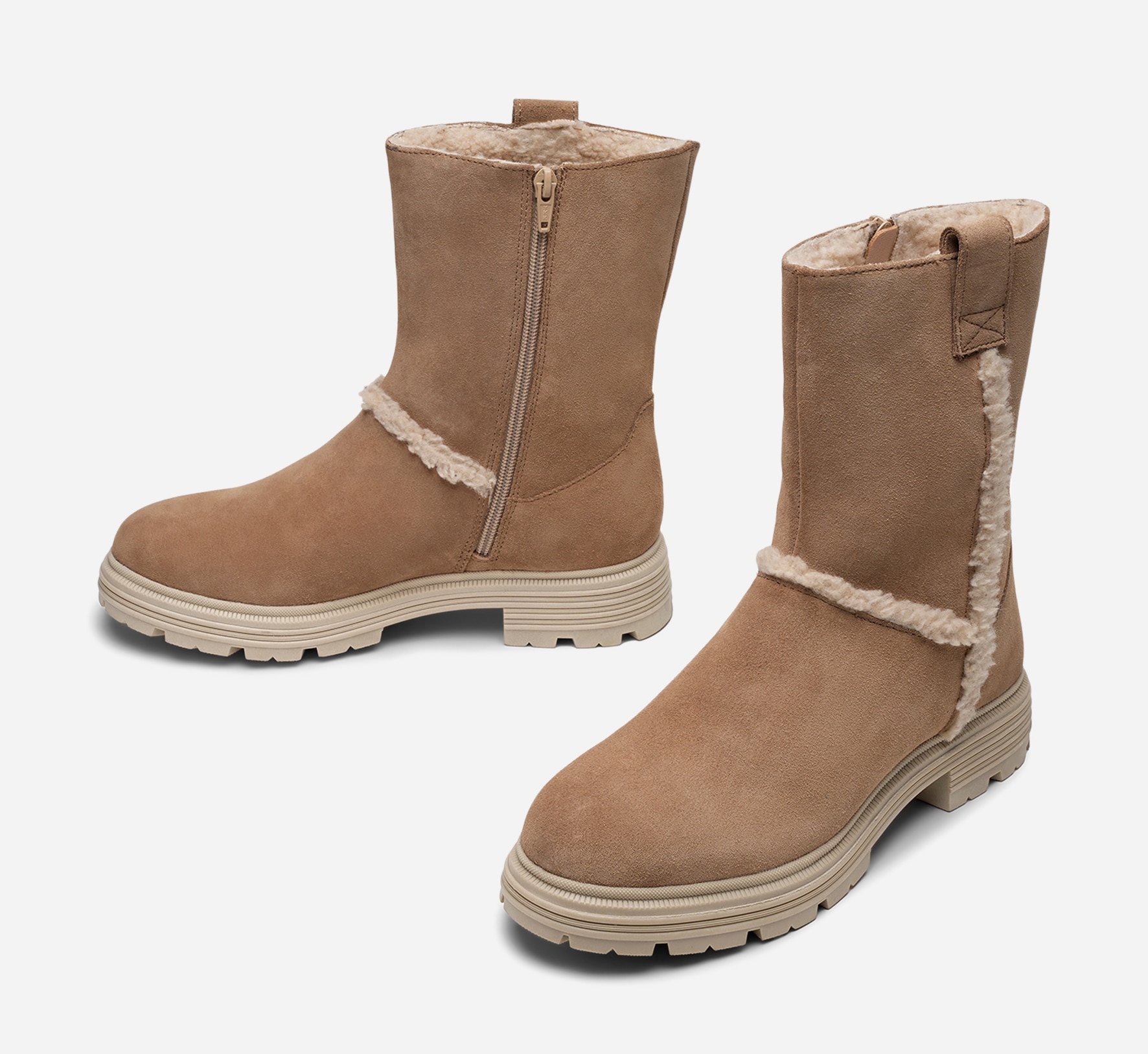 PACE, Varmforet boots med glidelås Beige
