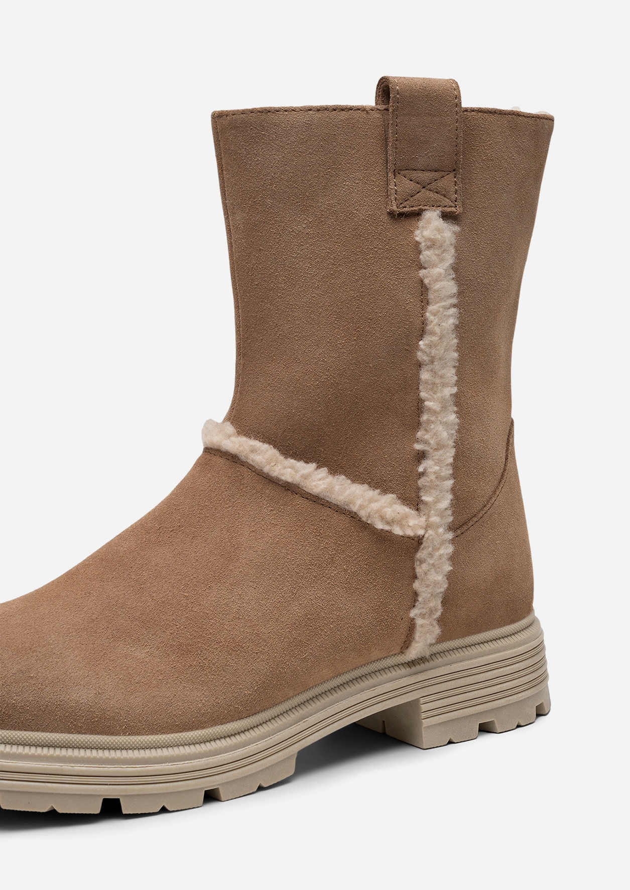 PACE, Varmforet boots med glidelås Beige