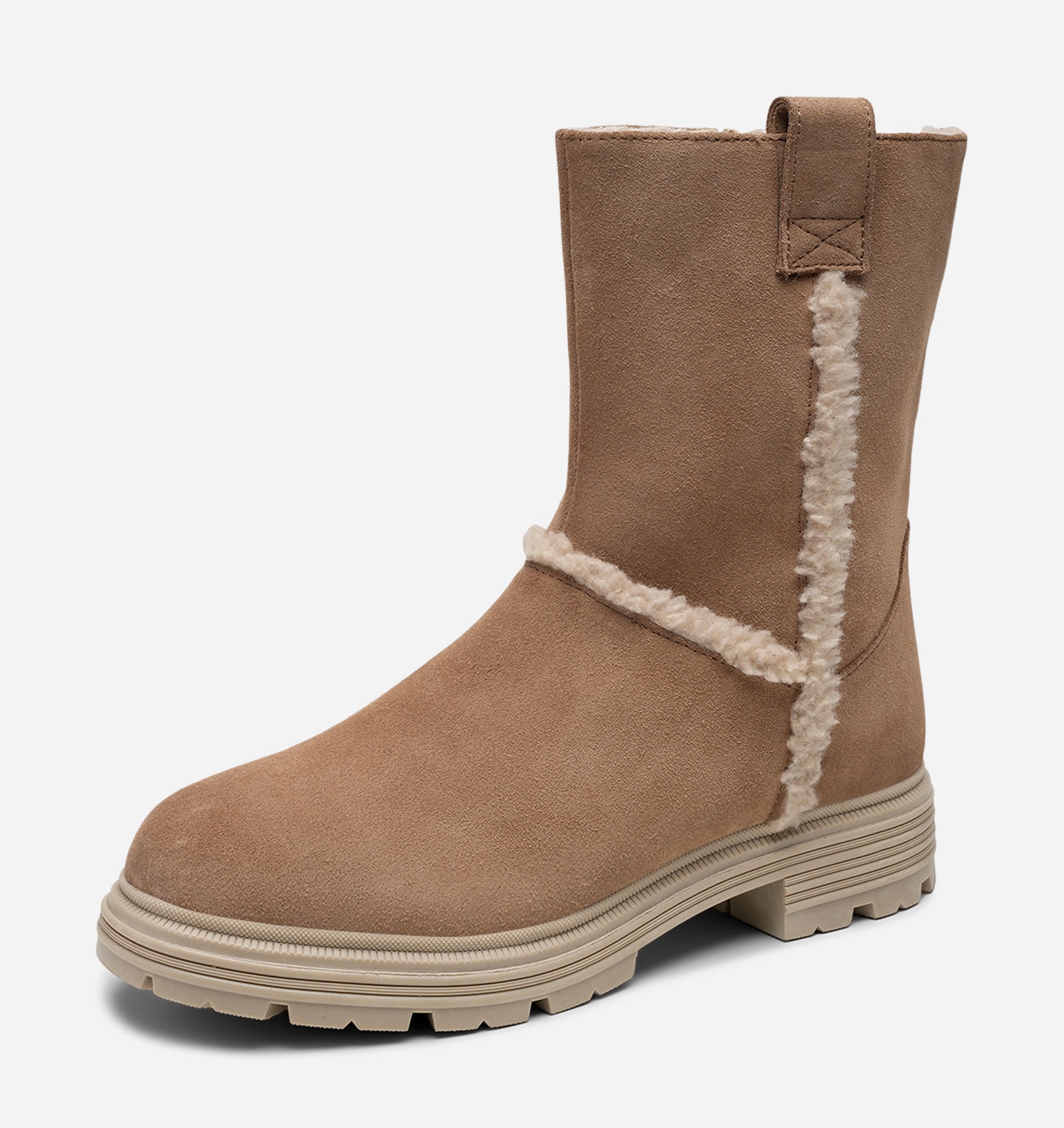 PACE, Varmforet boots med glidelås Beige