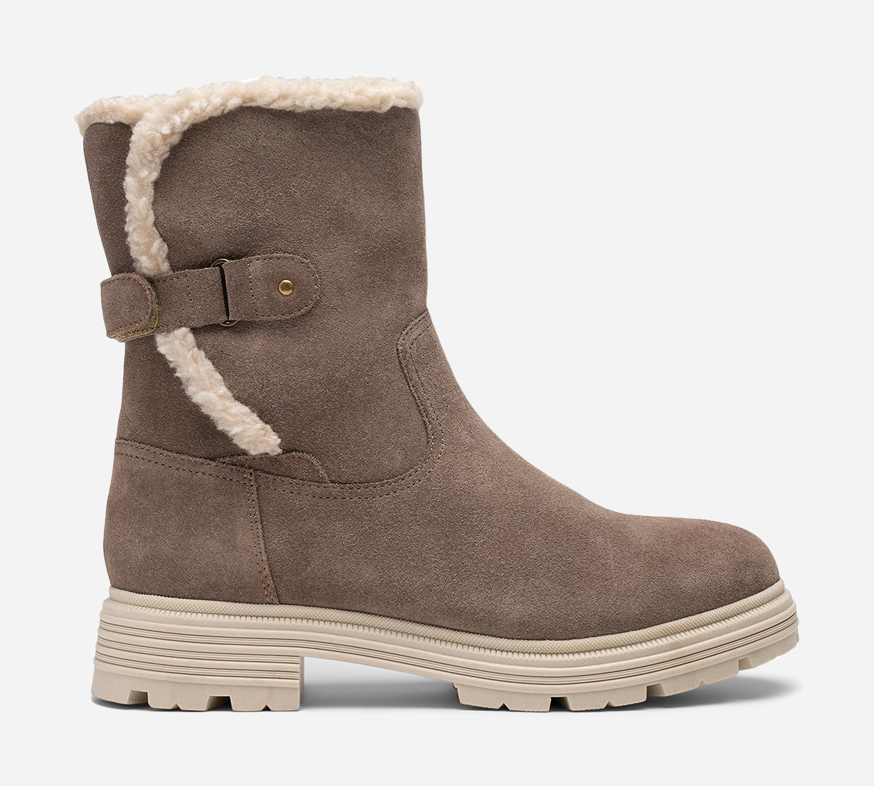 PACE, Varmforet boots med spenne Beige
