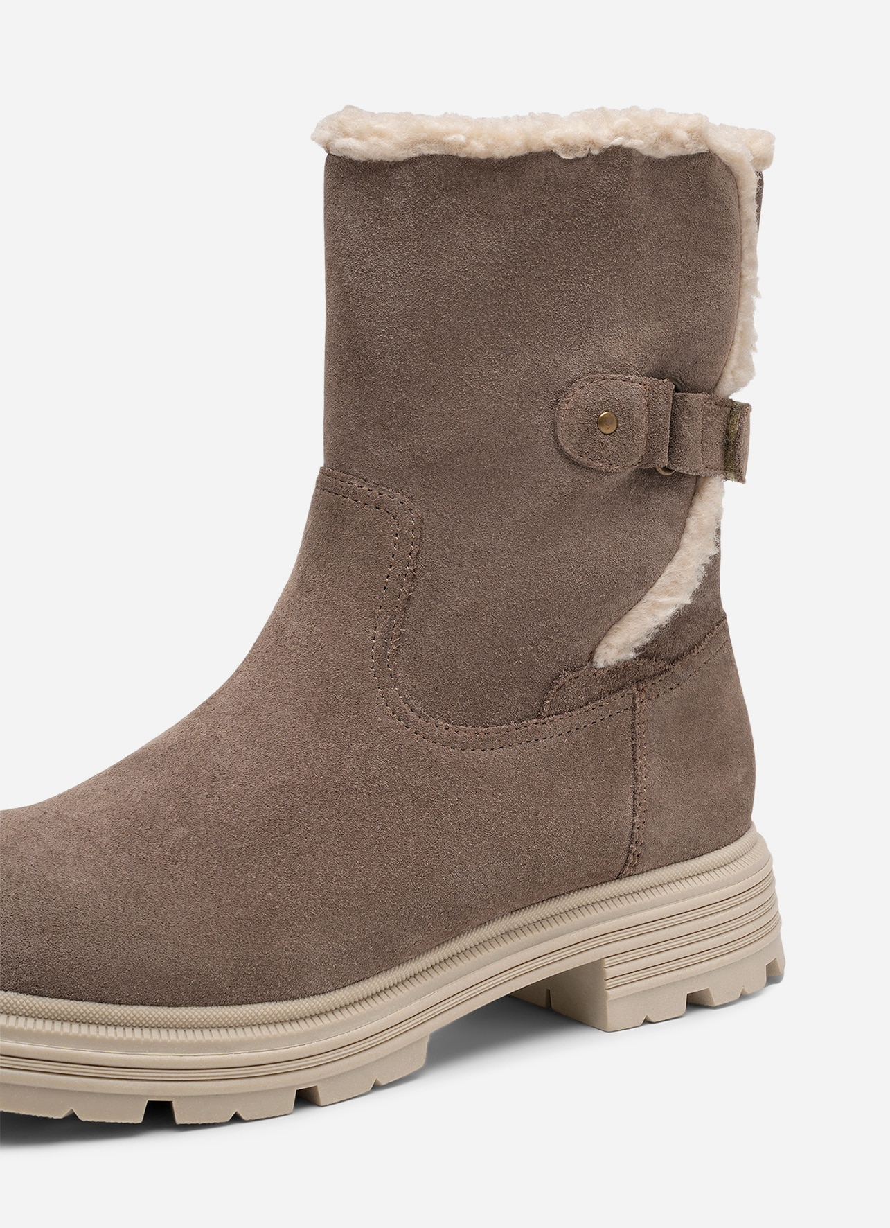 PACE, Varmforet boots med spenne Beige