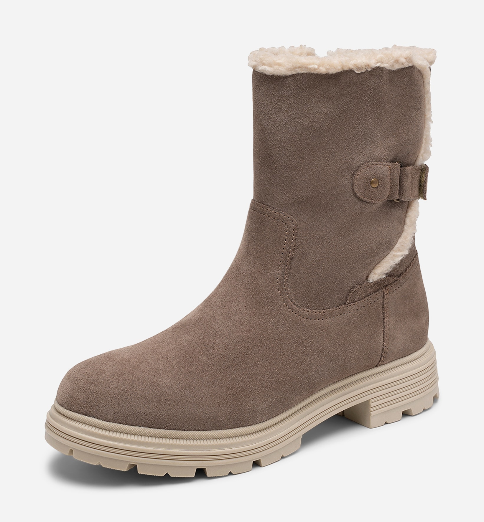 PACE, Varmforet boots med spenne Beige