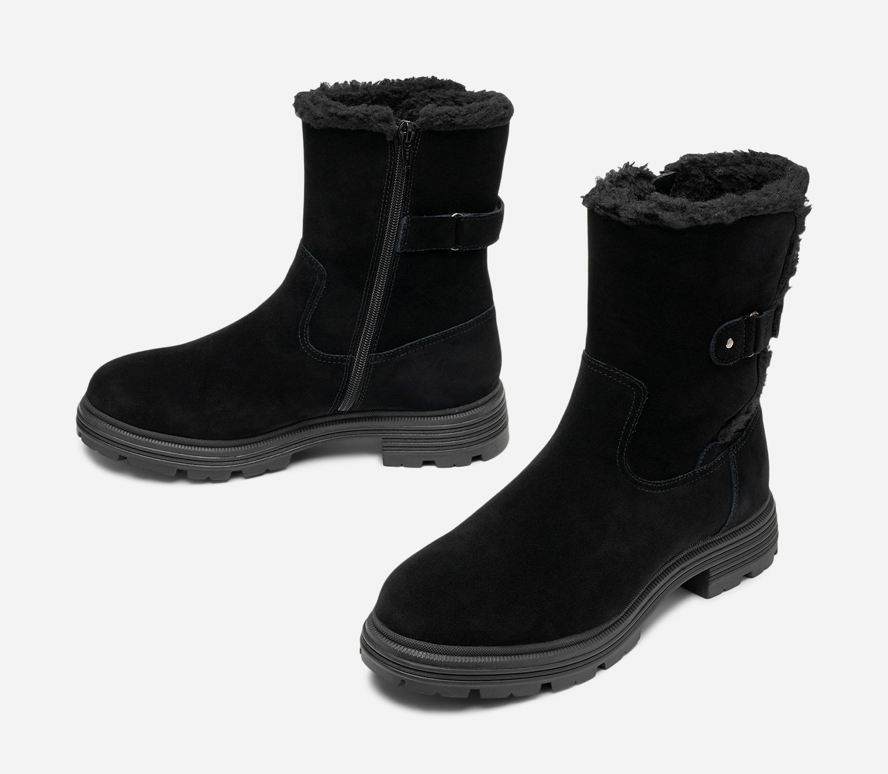 PACE, Varmforet boots med spenne Sort